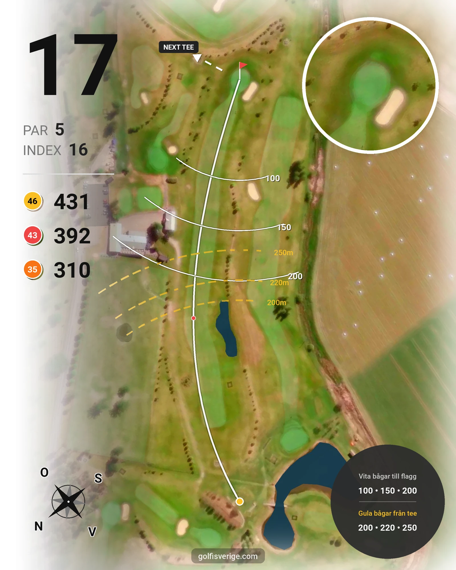 Banguide Vårdsbergs Golfbana på Vårdsbergs Golfklubb - Hål 17 karta