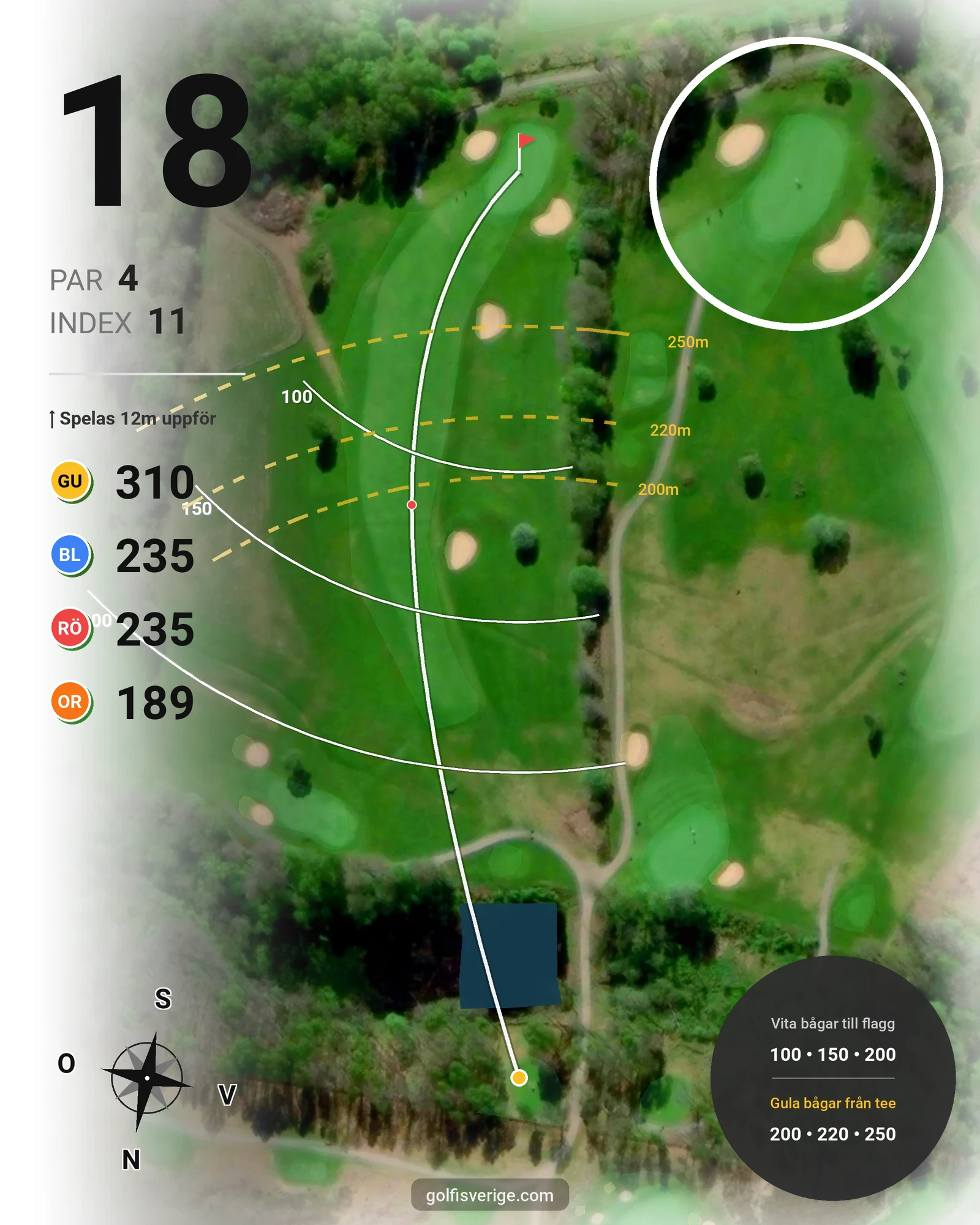 Banguide Vårgårda Golfklubb på Vårgårda Golfklubb - Hål 18 karta