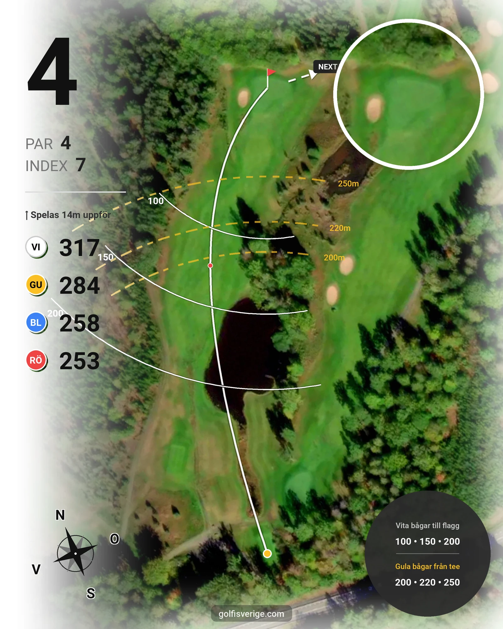 Banguide 9-hålsbana Värnamo GK på Värnamo Golfklubb - Hål 4 karta