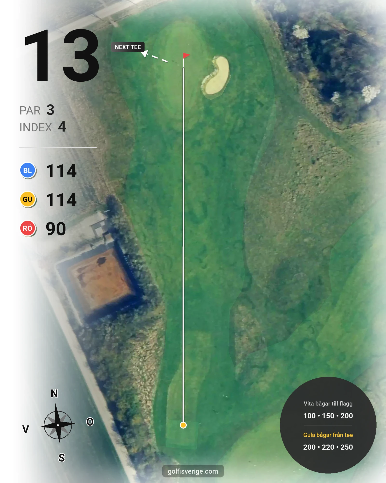 Banguide Värpinge Golfbana på Värpinge Golfklubb - Hål 13 karta
