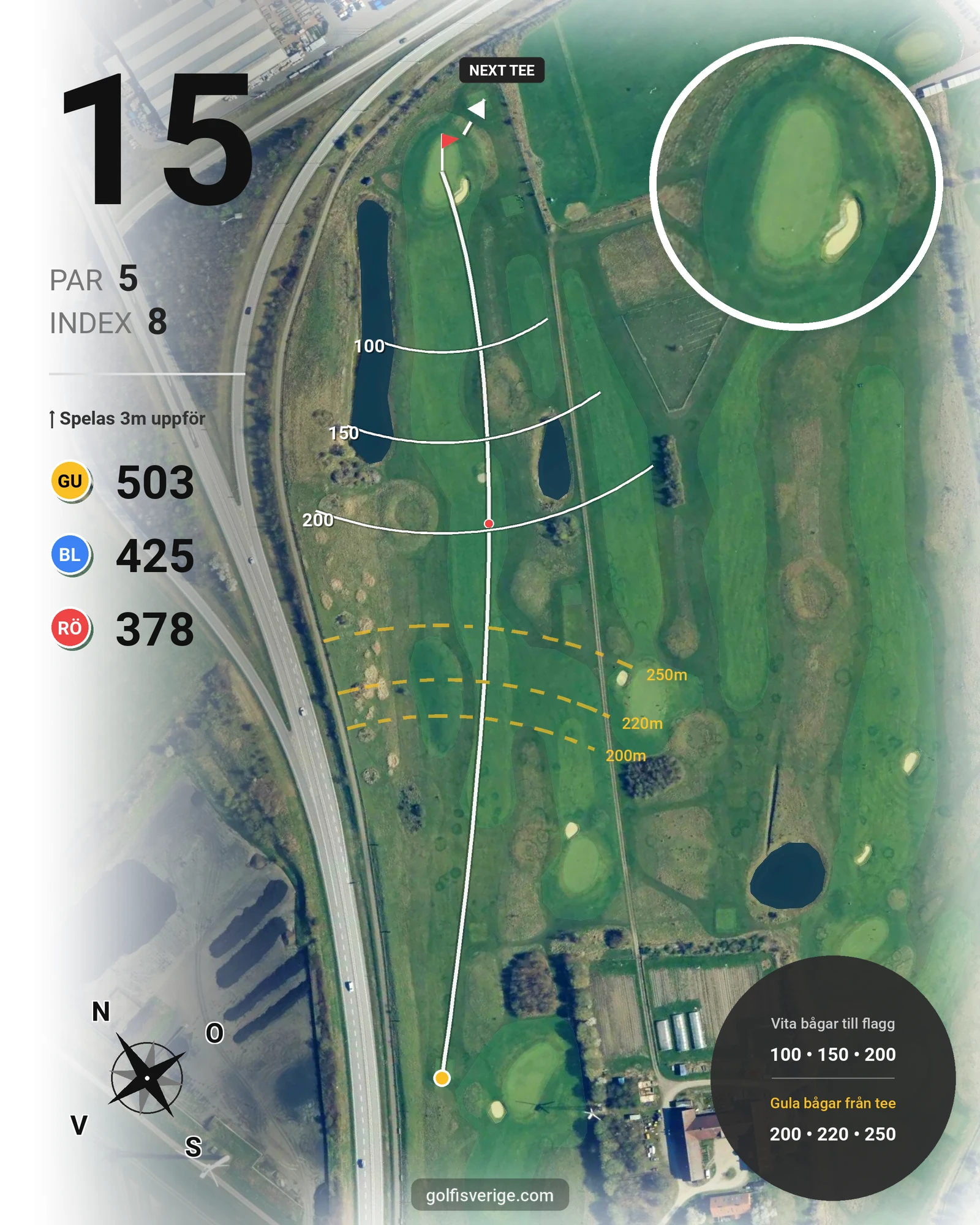 Banguide Värpinge Golfbana på Värpinge Golfklubb - Hål 15 karta