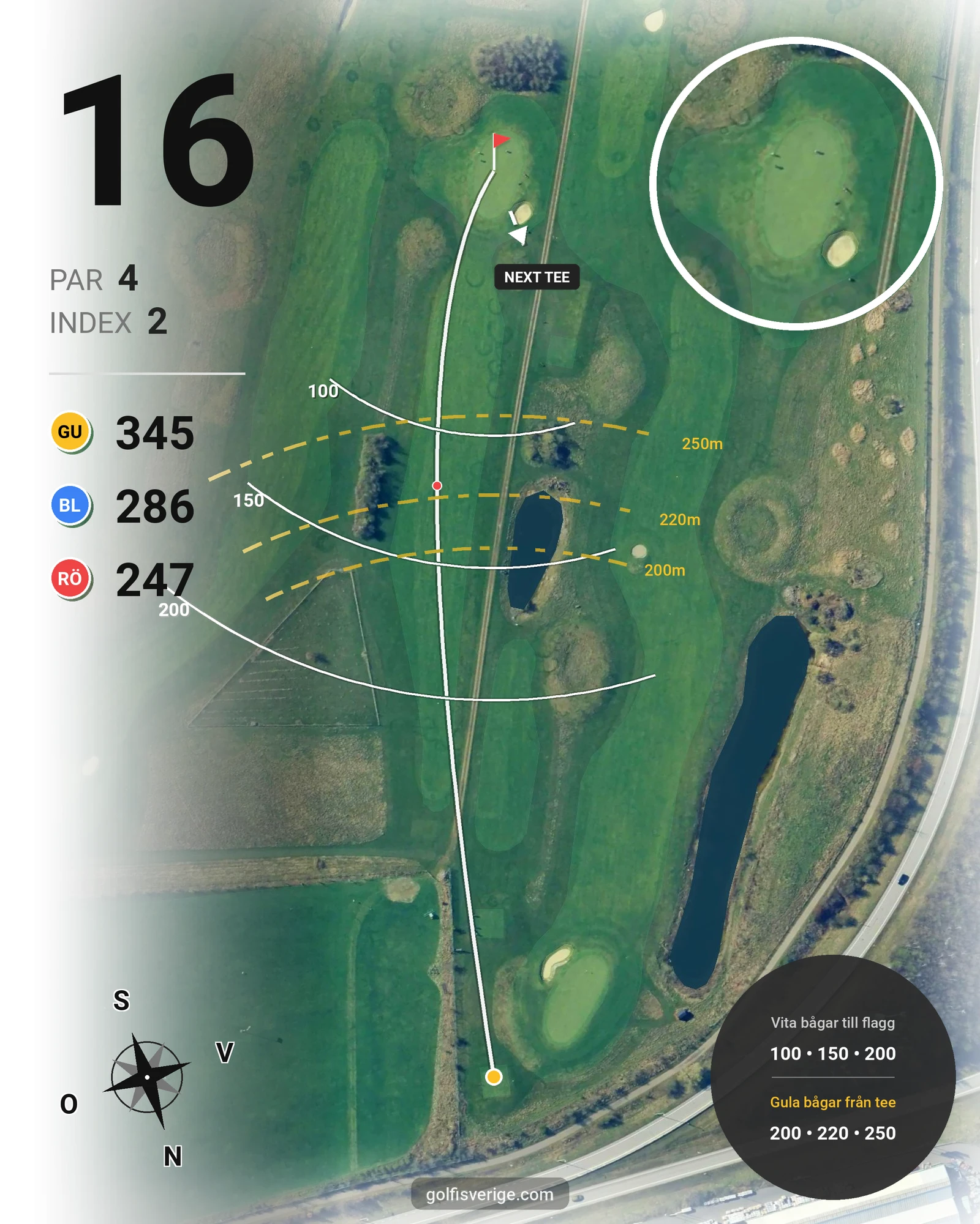 Banguide Värpinge Golfbana på Värpinge Golfklubb - Hål 16 karta