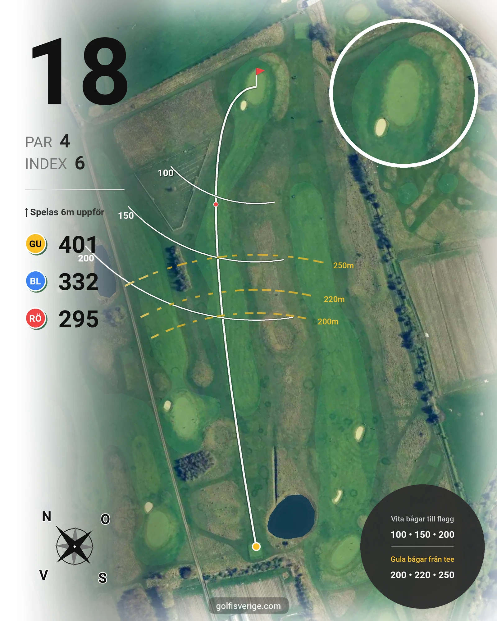 Banguide Värpinge Golfbana på Värpinge Golfklubb - Hål 18 karta