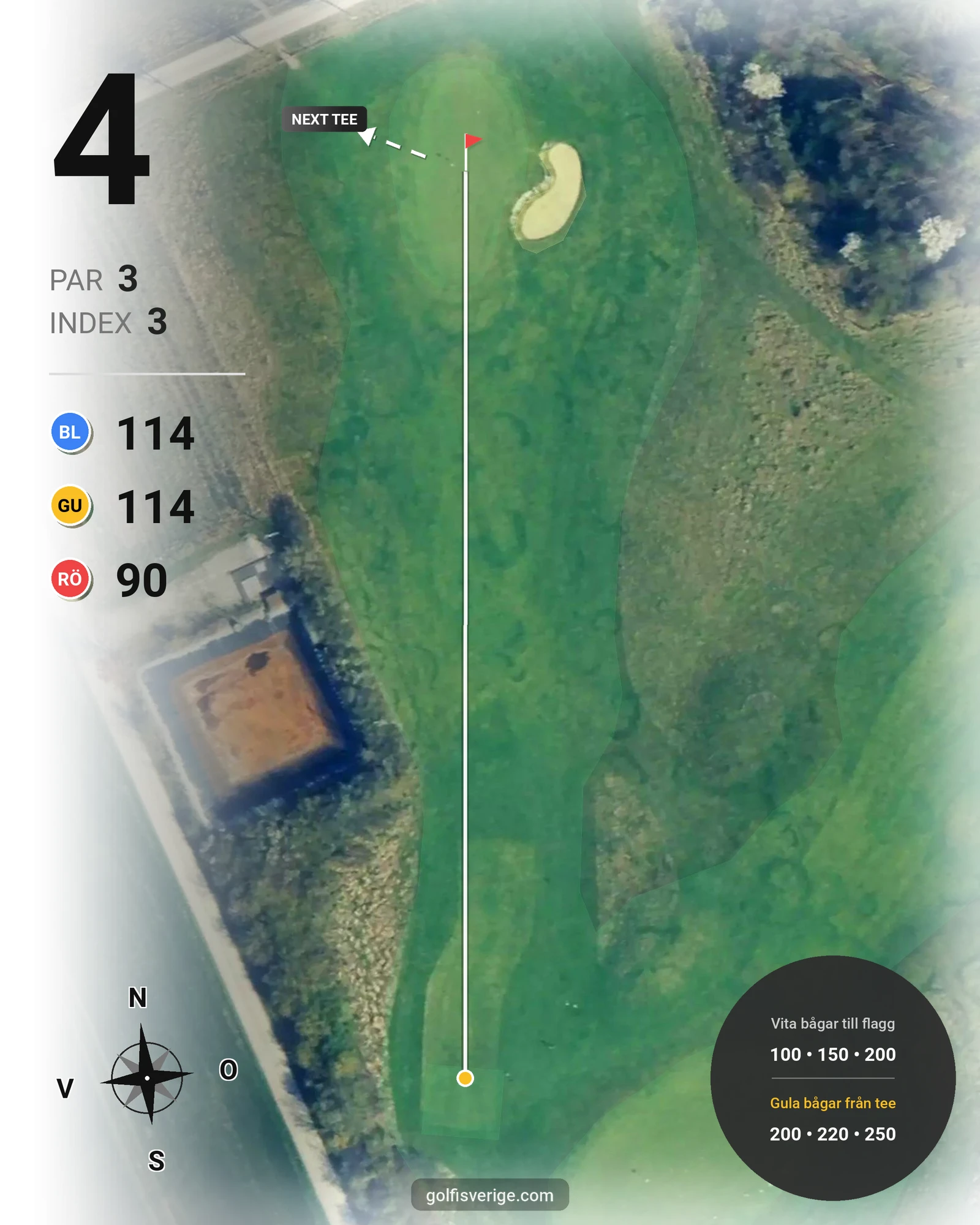 Banguide Värpinge Golfbana på Värpinge Golfklubb - Hål 4 karta