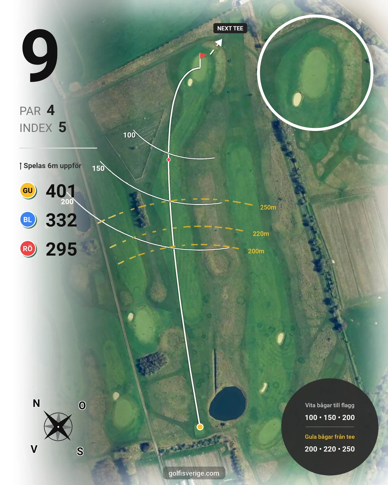 Banguide Värpinge Golfbana på Värpinge Golfklubb - Hål 9 karta