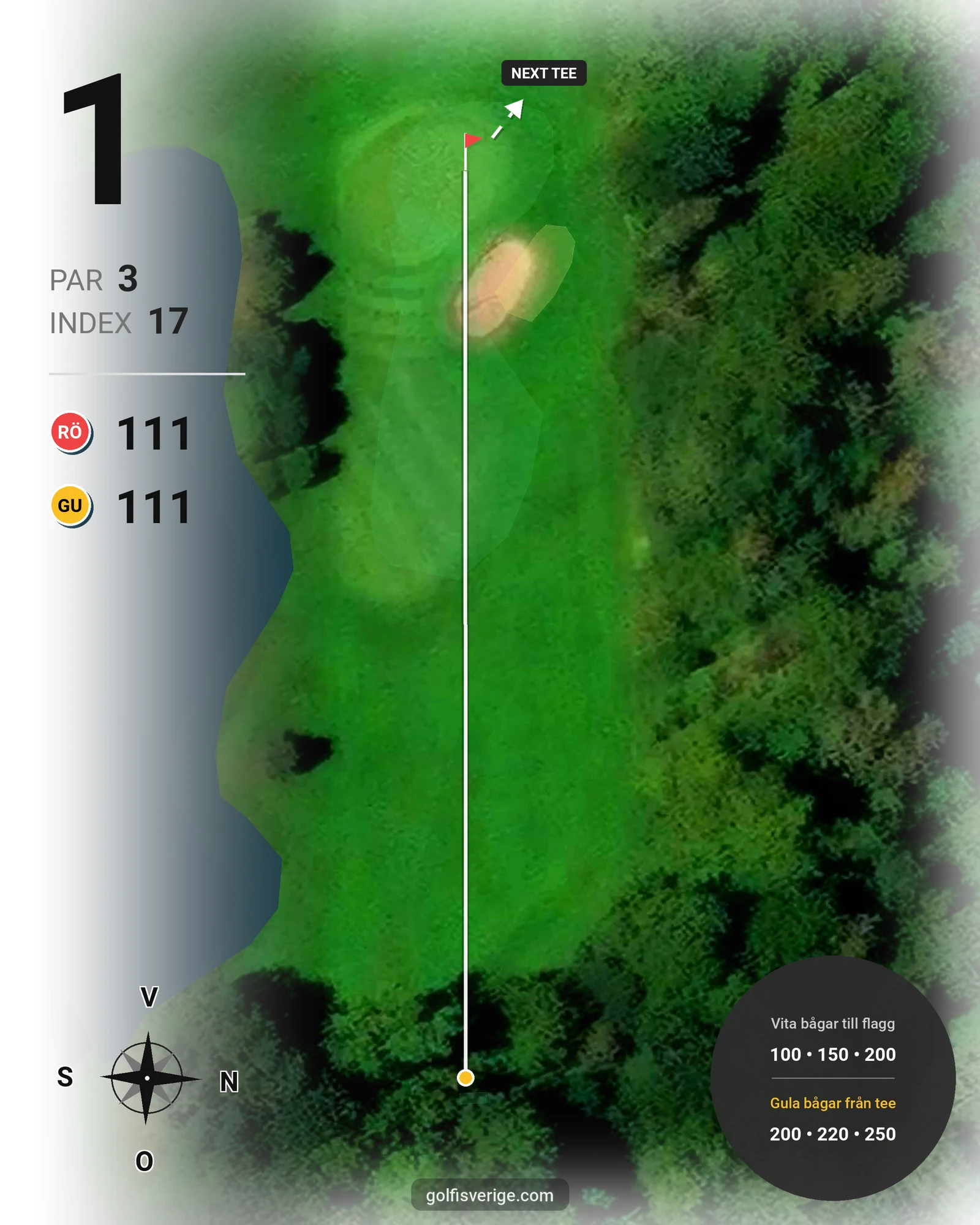 Banguide Västra 9:an på Vasatorps Golfklubb - Hål 1 karta