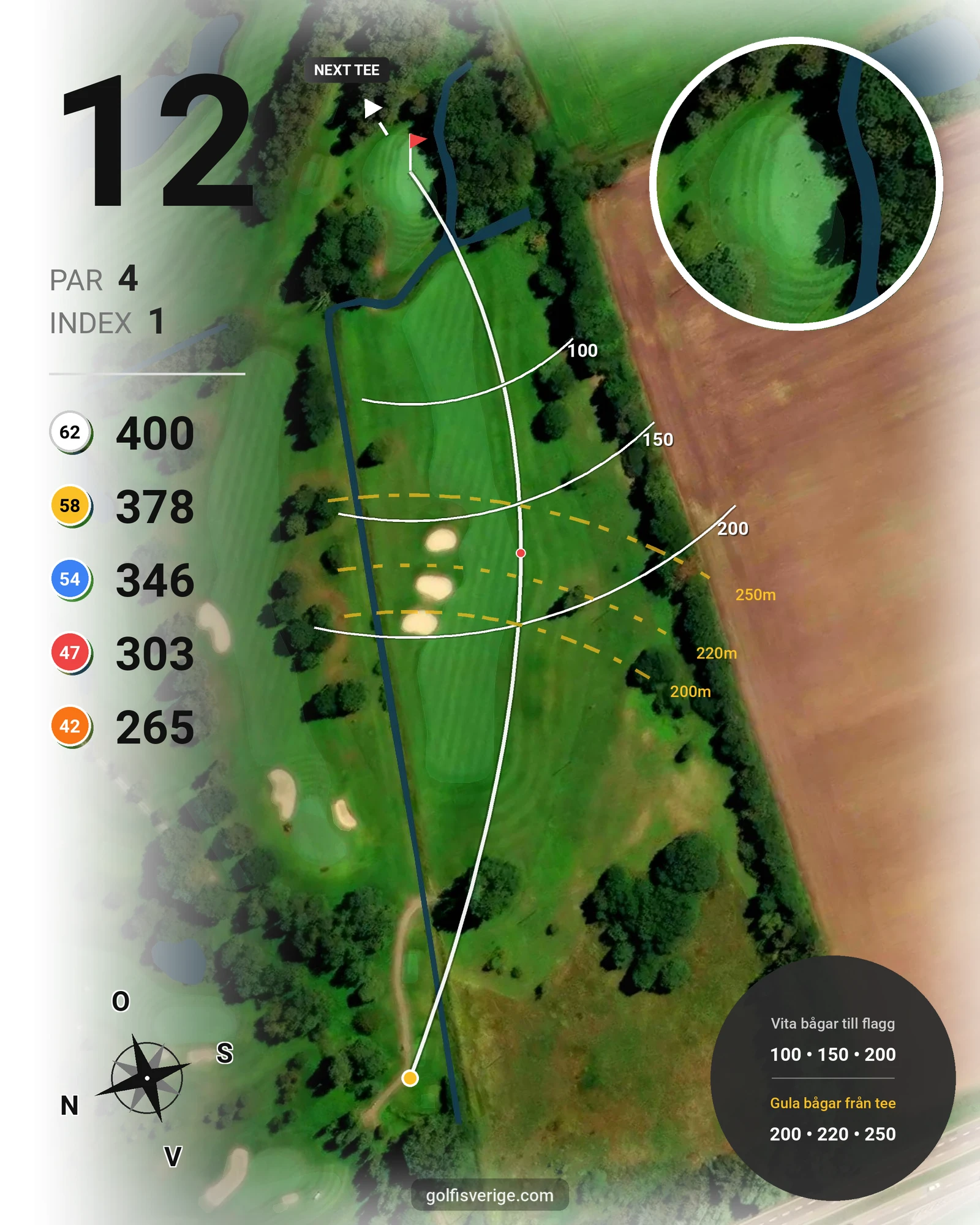 Banguide Classic Course på Vasatorps Golfklubb - Hål 12 karta