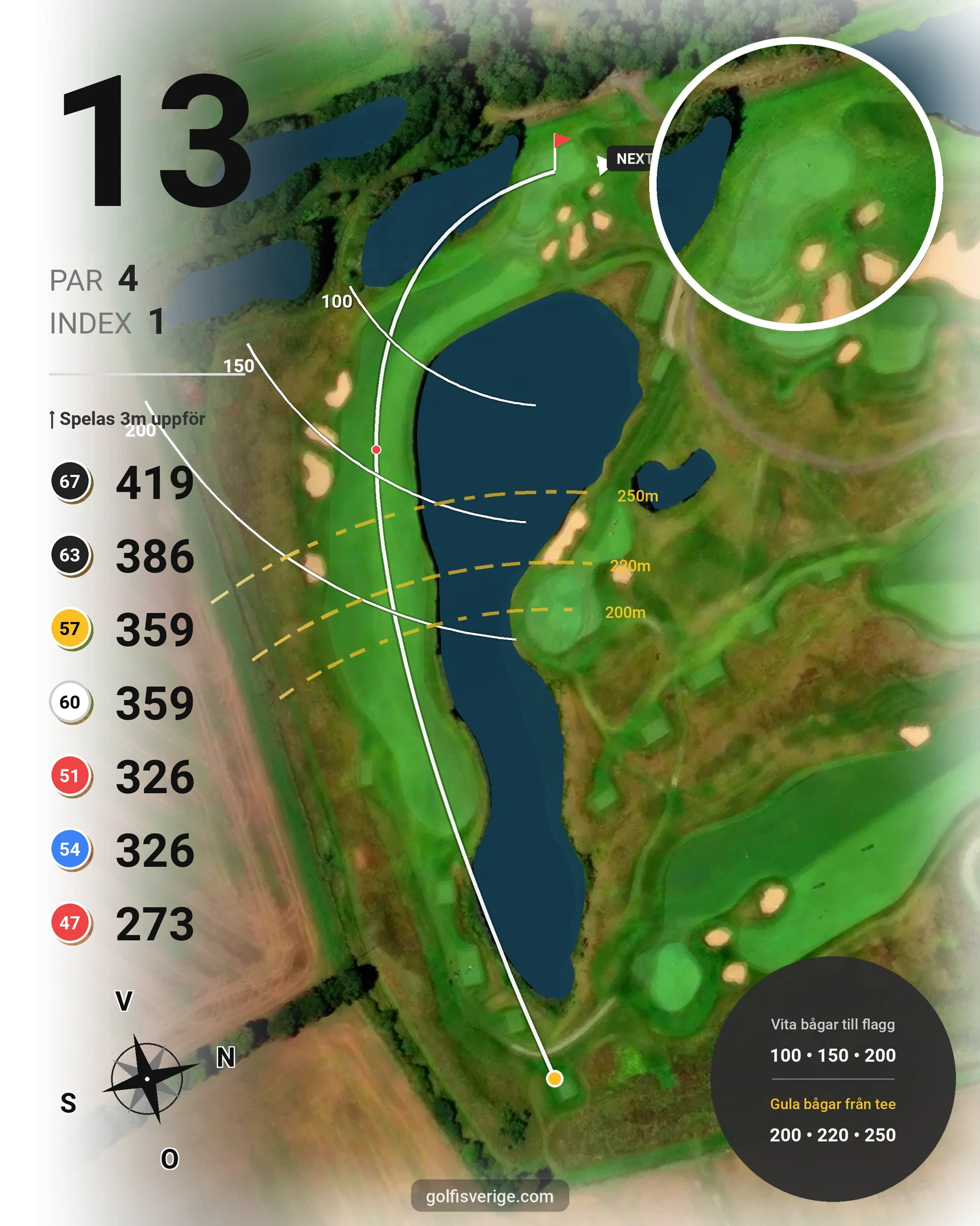 Banguide Tournament Course på Vasatorps Golfklubb - Hål 13 karta