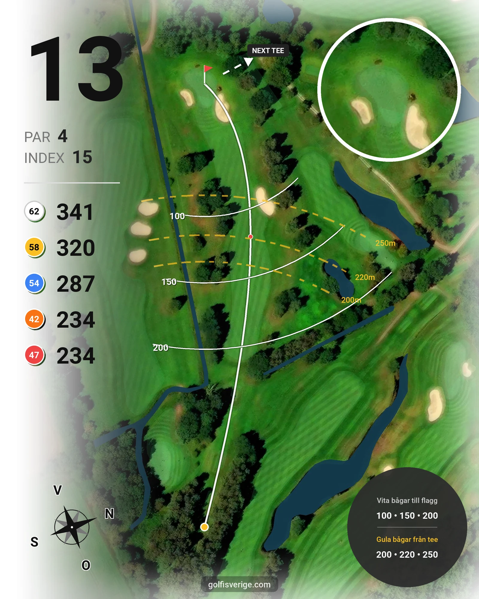 Banguide Classic Course på Vasatorps Golfklubb - Hål 13 karta