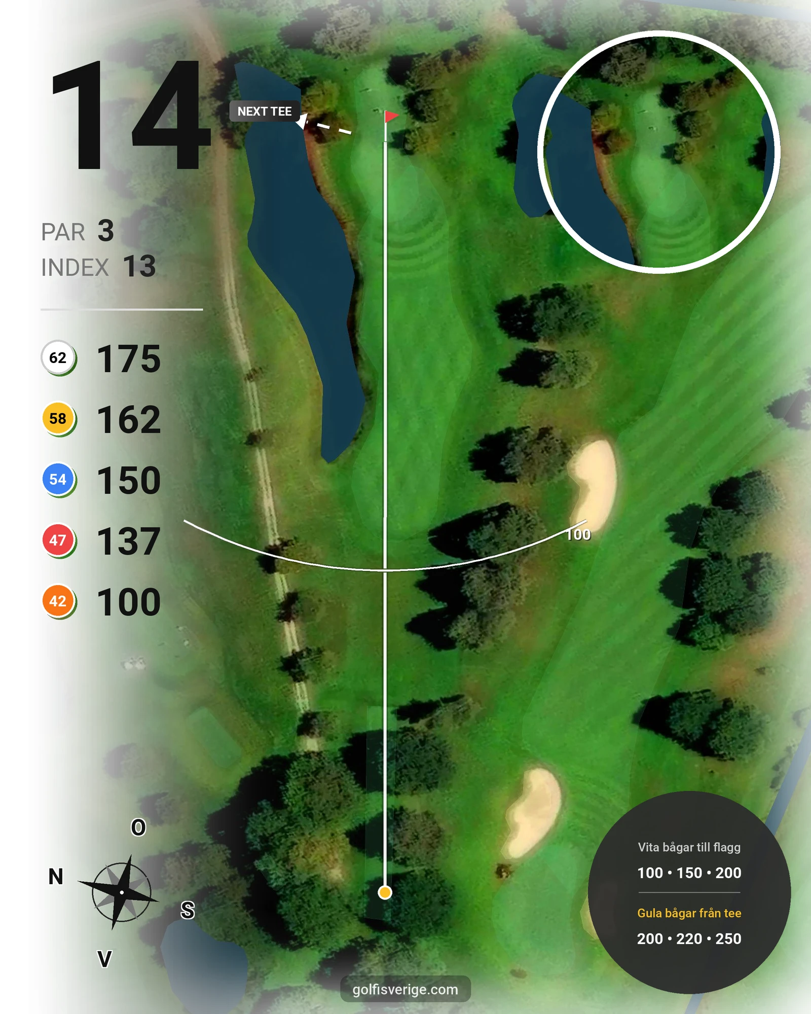 Banguide Classic Course på Vasatorps Golfklubb - Hål 14 karta