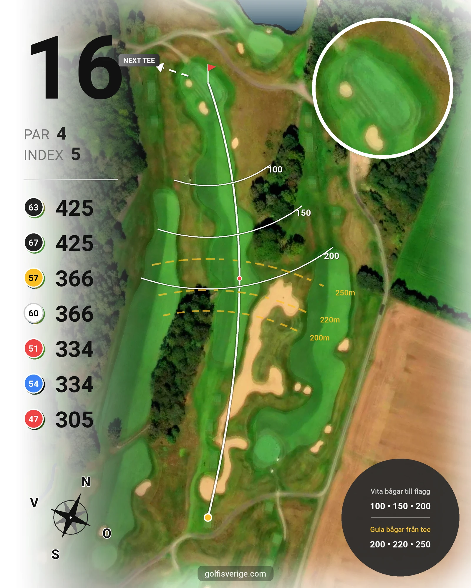 Banguide Tournament Course på Vasatorps Golfklubb - Hål 16 karta