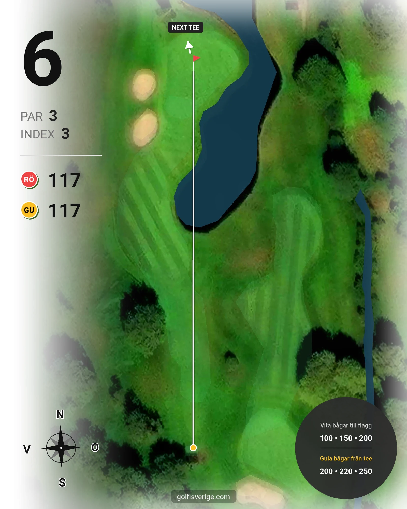 Banguide Västra 9:an på Vasatorps Golfklubb - Hål 6 karta