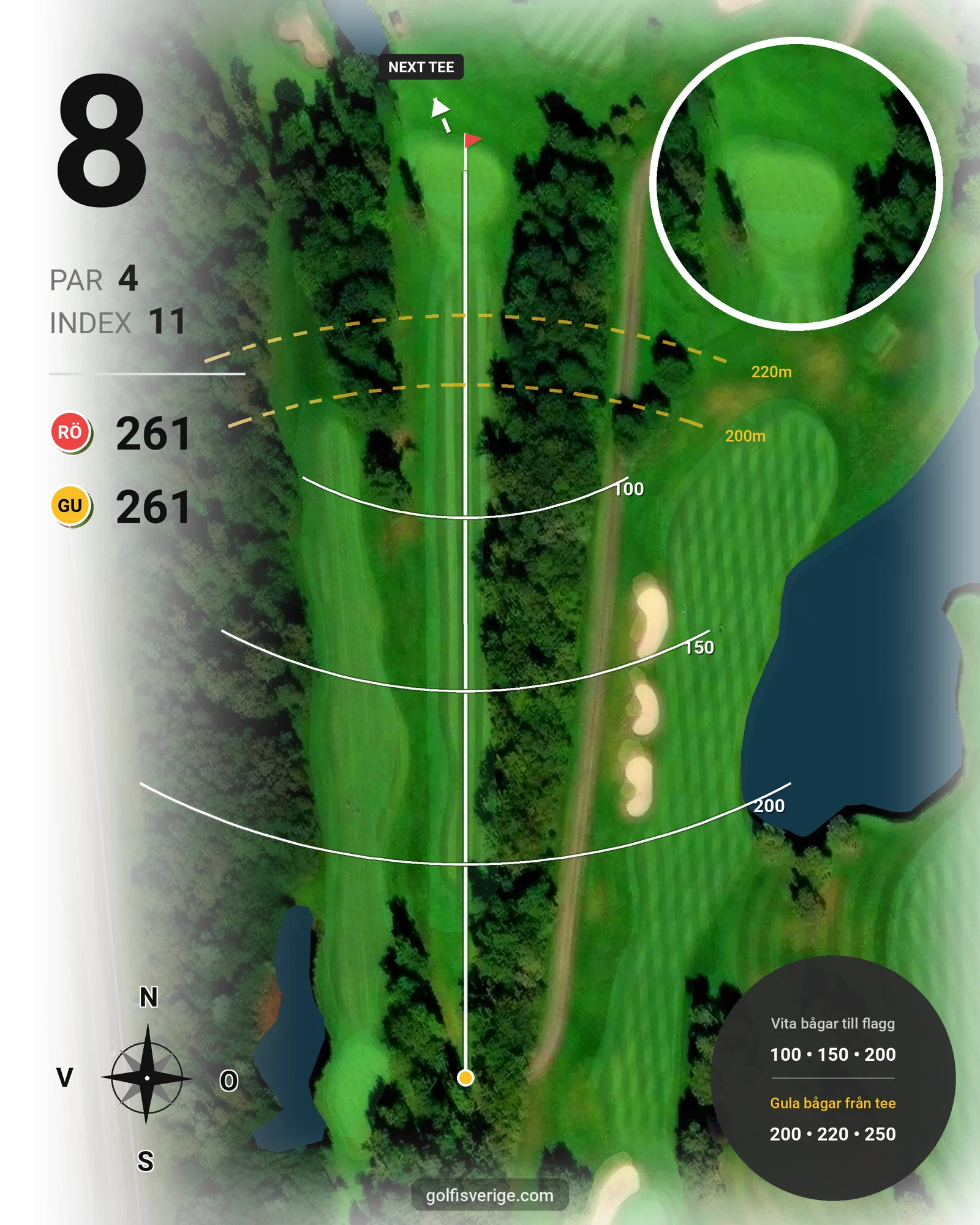 Banguide Västra 9:an på Vasatorps Golfklubb - Hål 8 karta