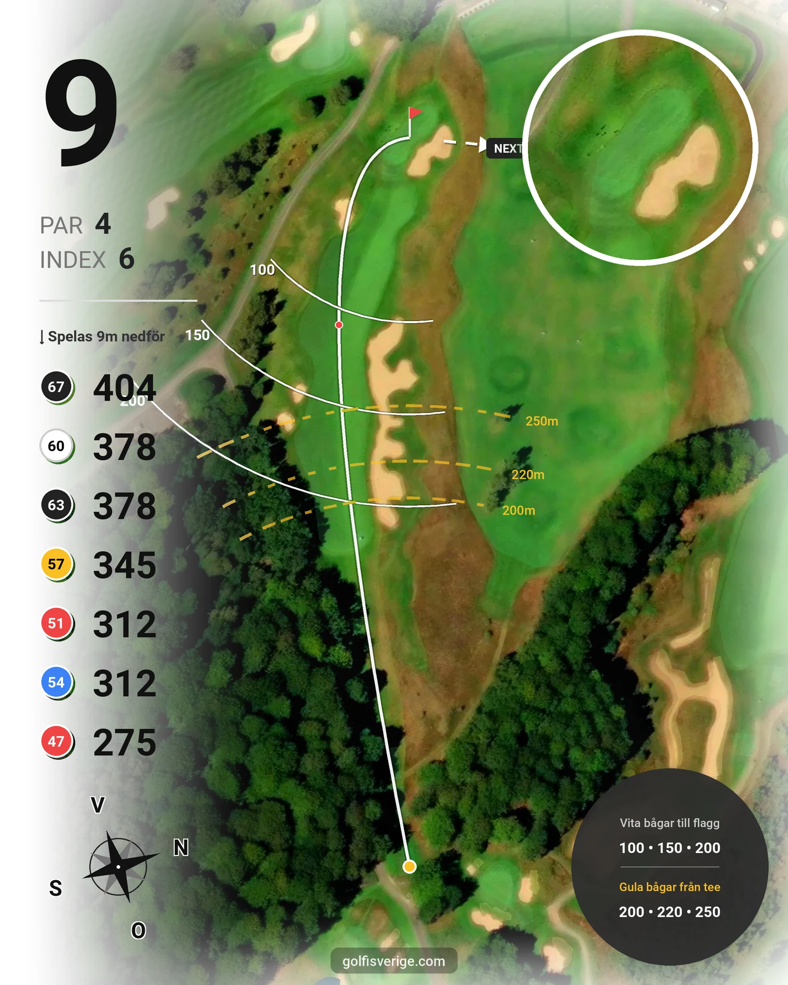 Banguide Tournament Course på Vasatorps Golfklubb - Hål 9 karta