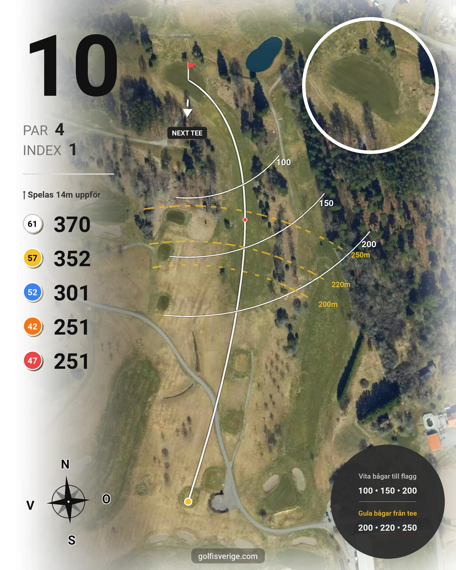 Banguide Vassunda GK 18 hål på Vassunda Golfklubb - Hål 10 karta