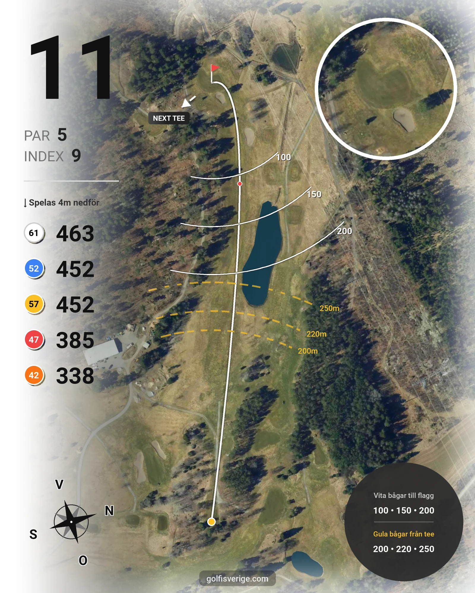Banguide Vassunda GK 18 hål på Vassunda Golfklubb - Hål 11 karta