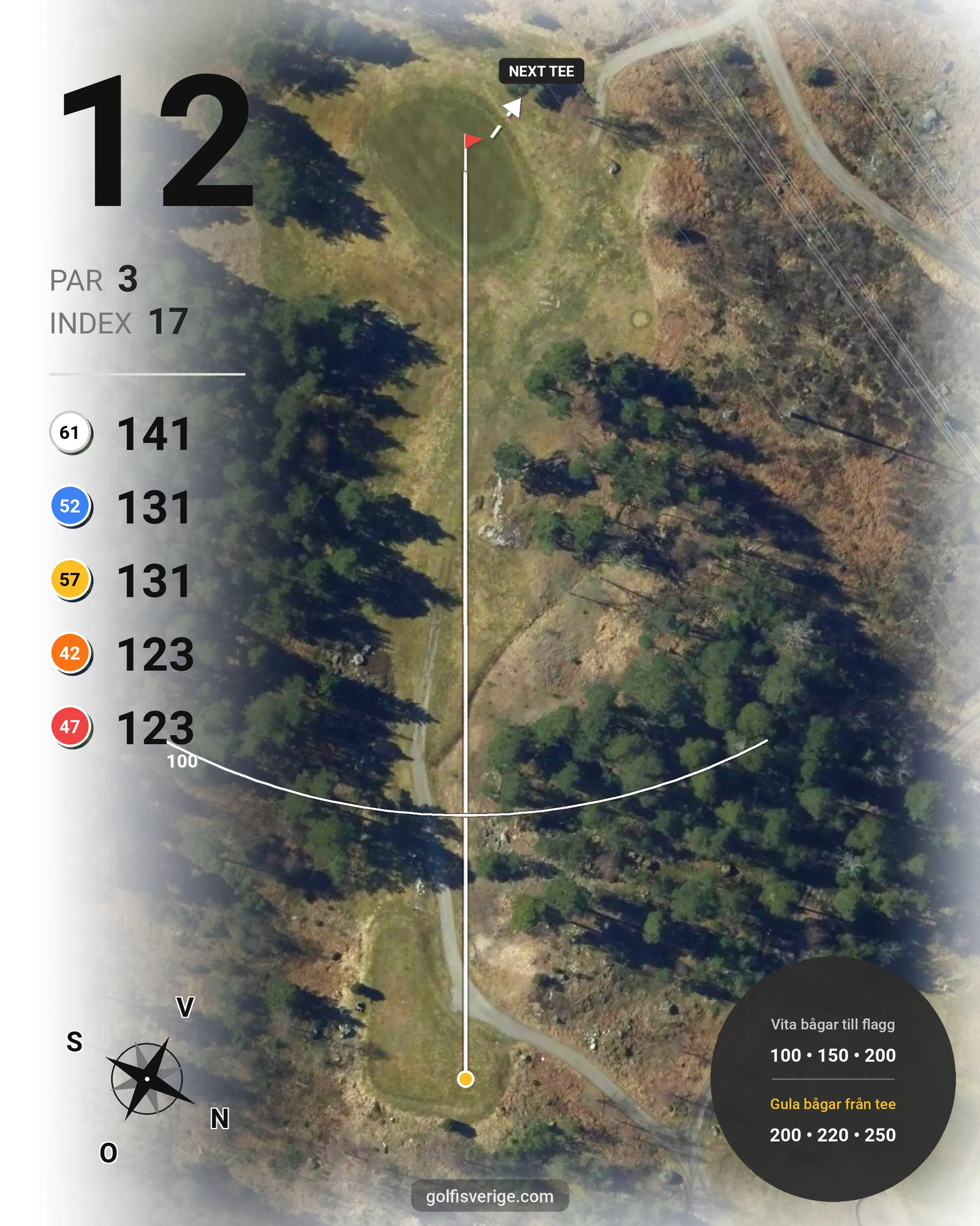 Banguide Vassunda GK 18 hål på Vassunda Golfklubb - Hål 12 karta