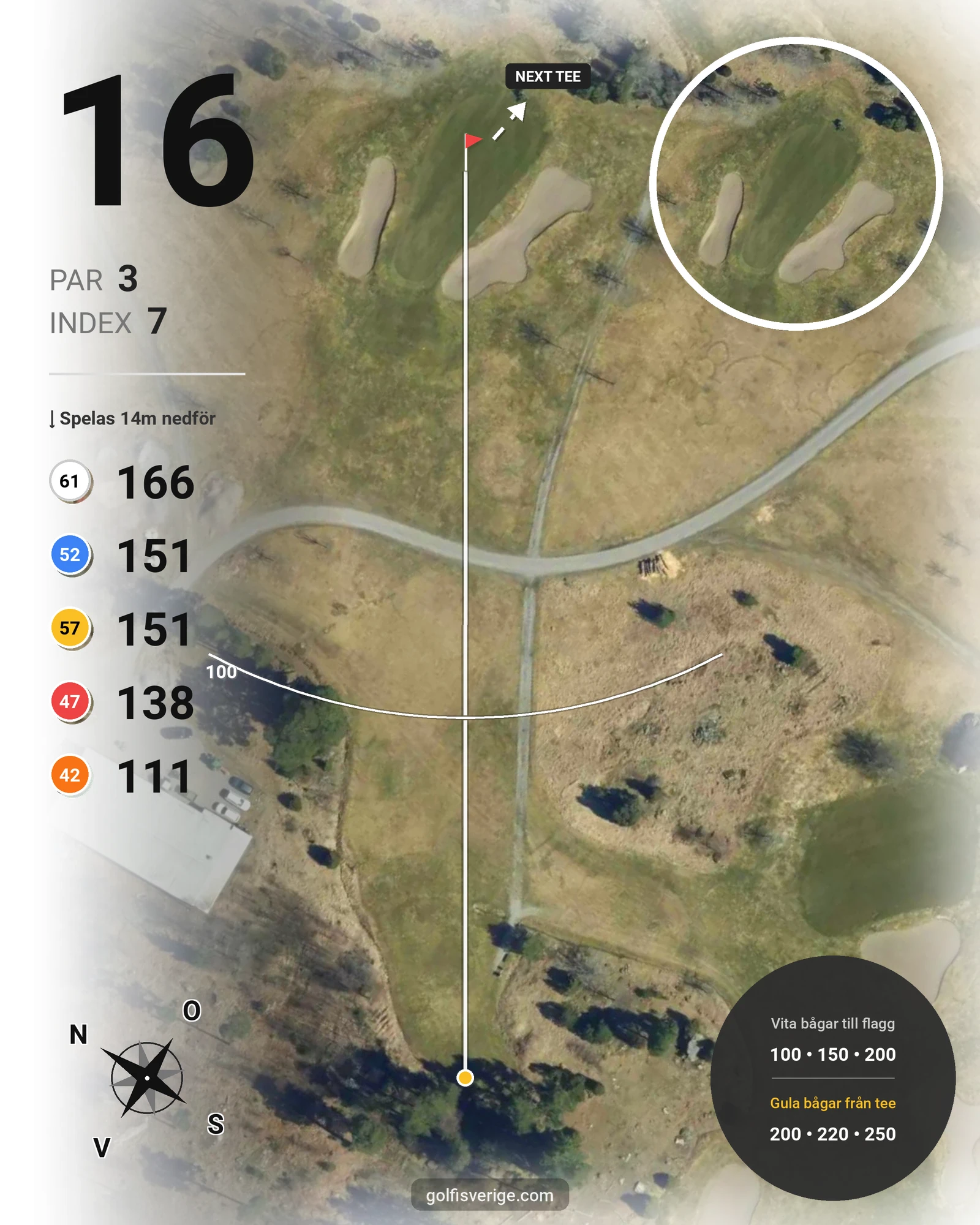 Banguide Vassunda GK 18 hål på Vassunda Golfklubb - Hål 16 karta