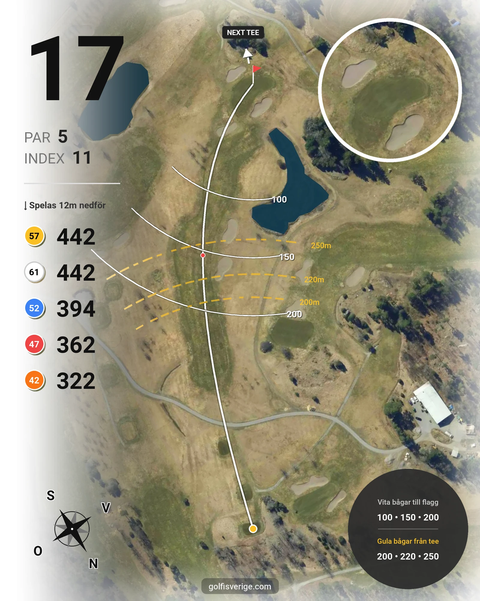 Banguide Vassunda GK 18 hål på Vassunda Golfklubb - Hål 17 karta