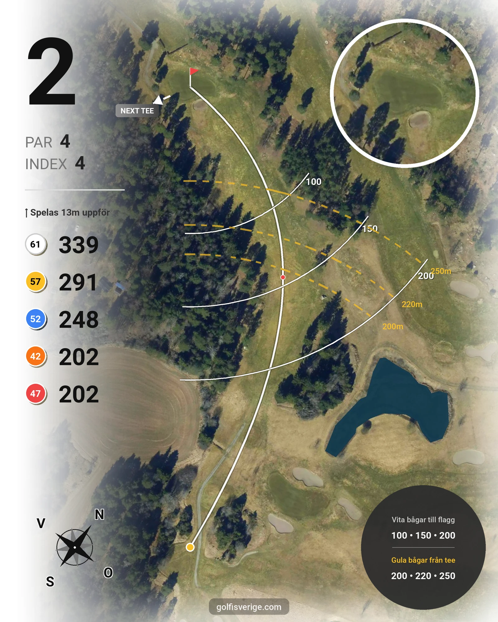 Banguide Vassunda GK 18 hål på Vassunda Golfklubb - Hål 2 karta