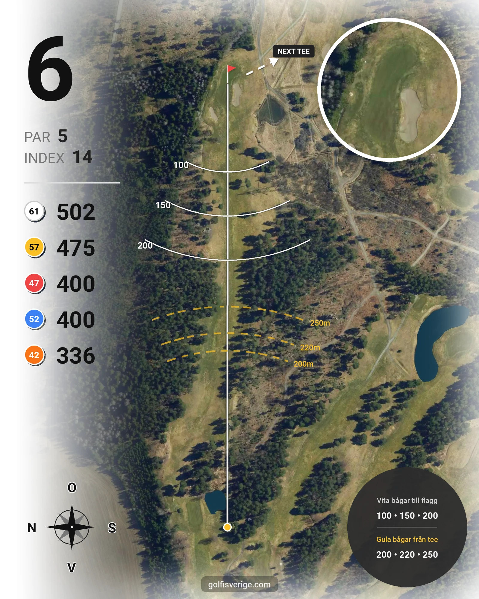 Banguide Vassunda GK 18 hål på Vassunda Golfklubb - Hål 6 karta