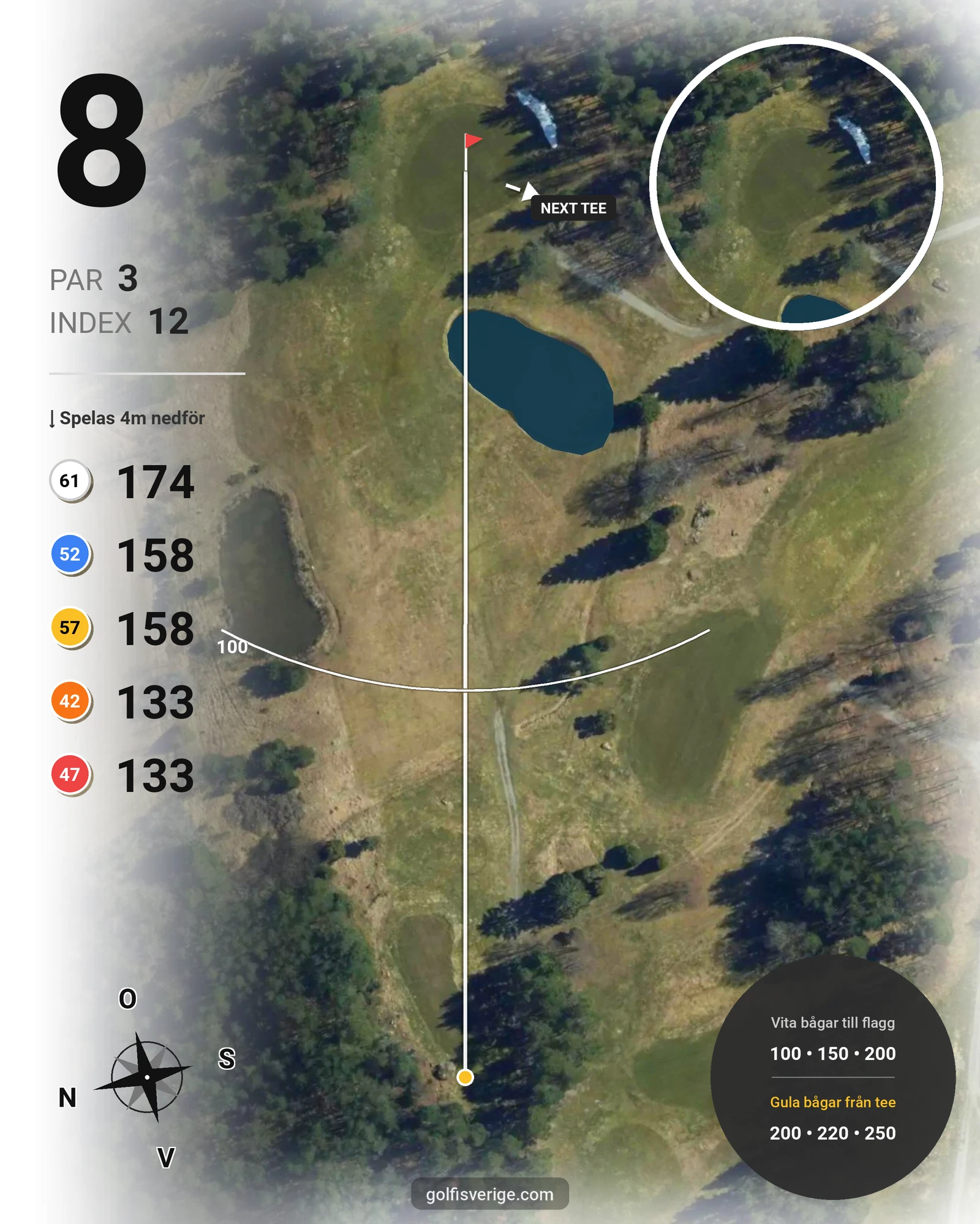 Banguide Vassunda GK 18 hål på Vassunda Golfklubb - Hål 8 karta