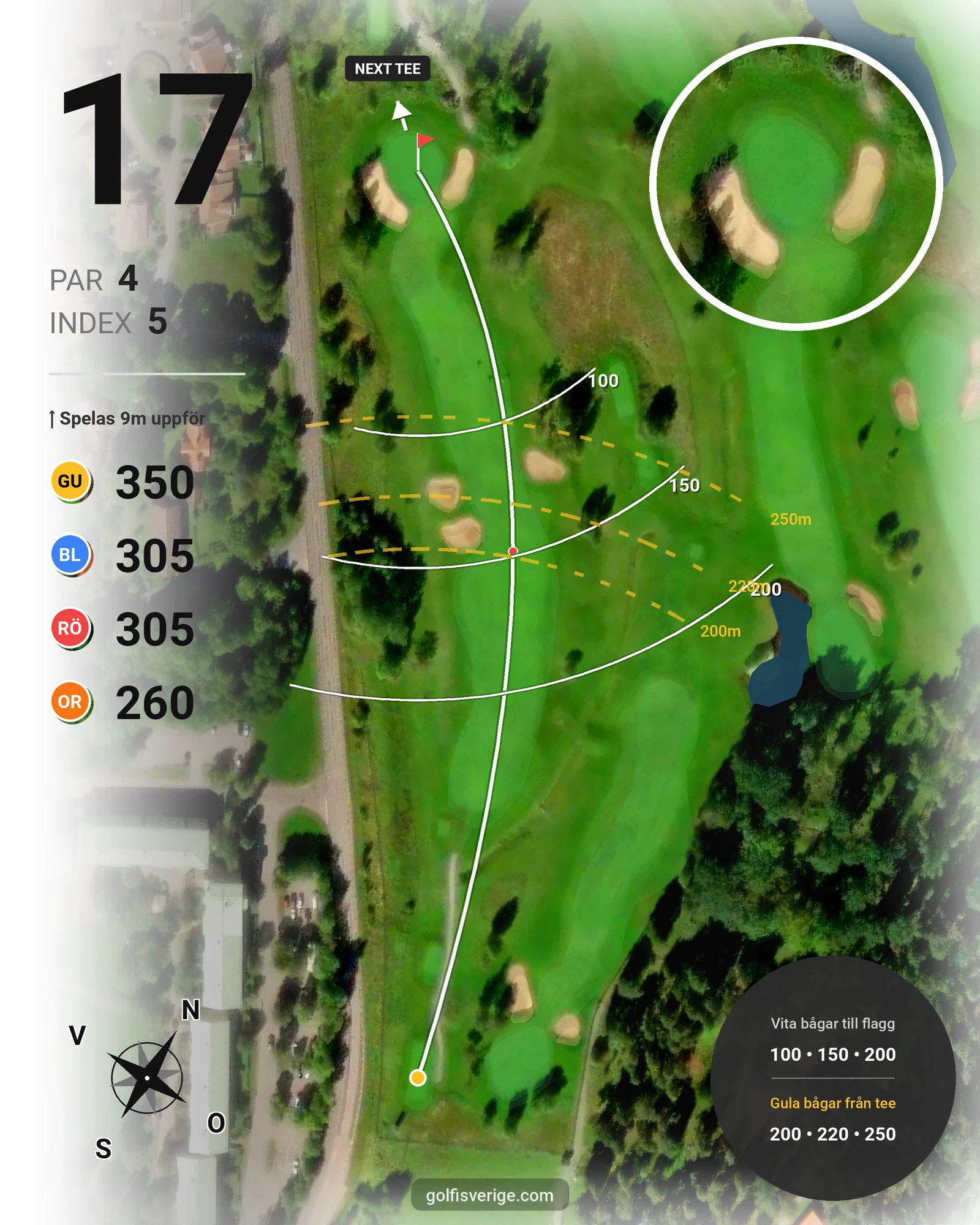 Banguide Västerås Golfklubb hål 17 karta