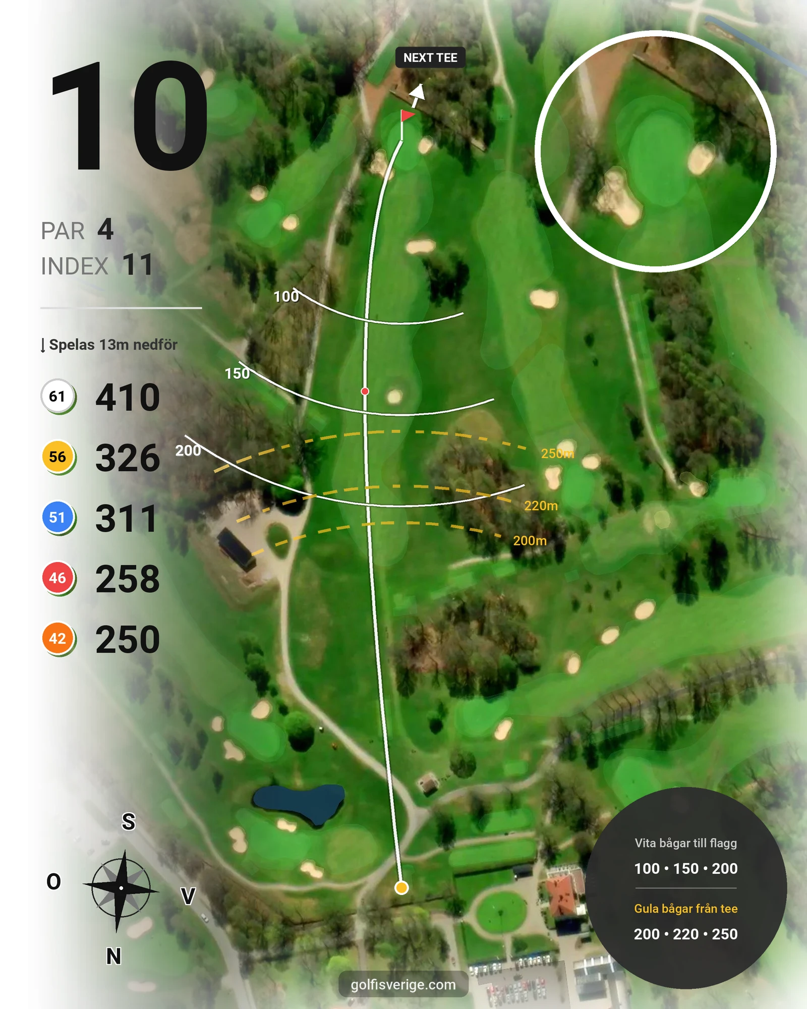 Banguide Växjö GK 18 hål. hål 10 karta