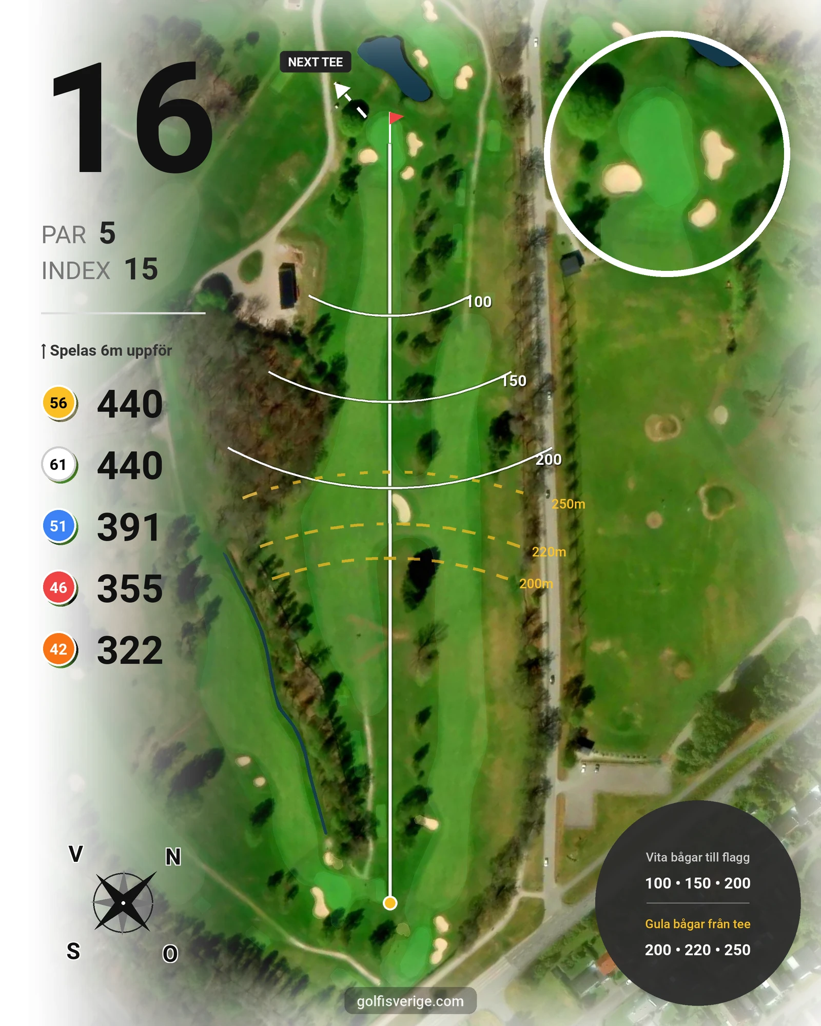 Banguide Växjö GK 18 hål. hål 16 karta
