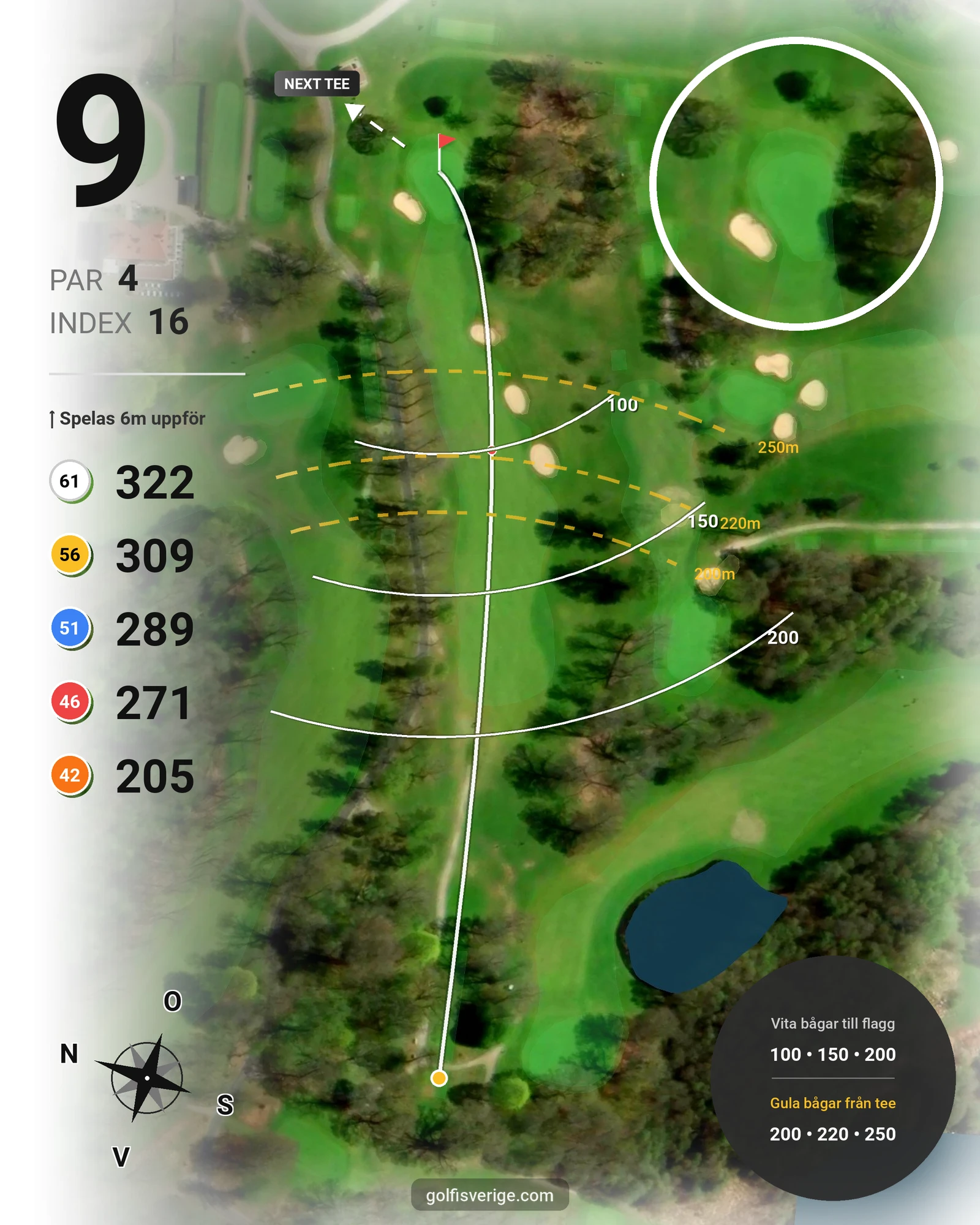 Banguide Växjö GK 18 hål. hål 9 karta