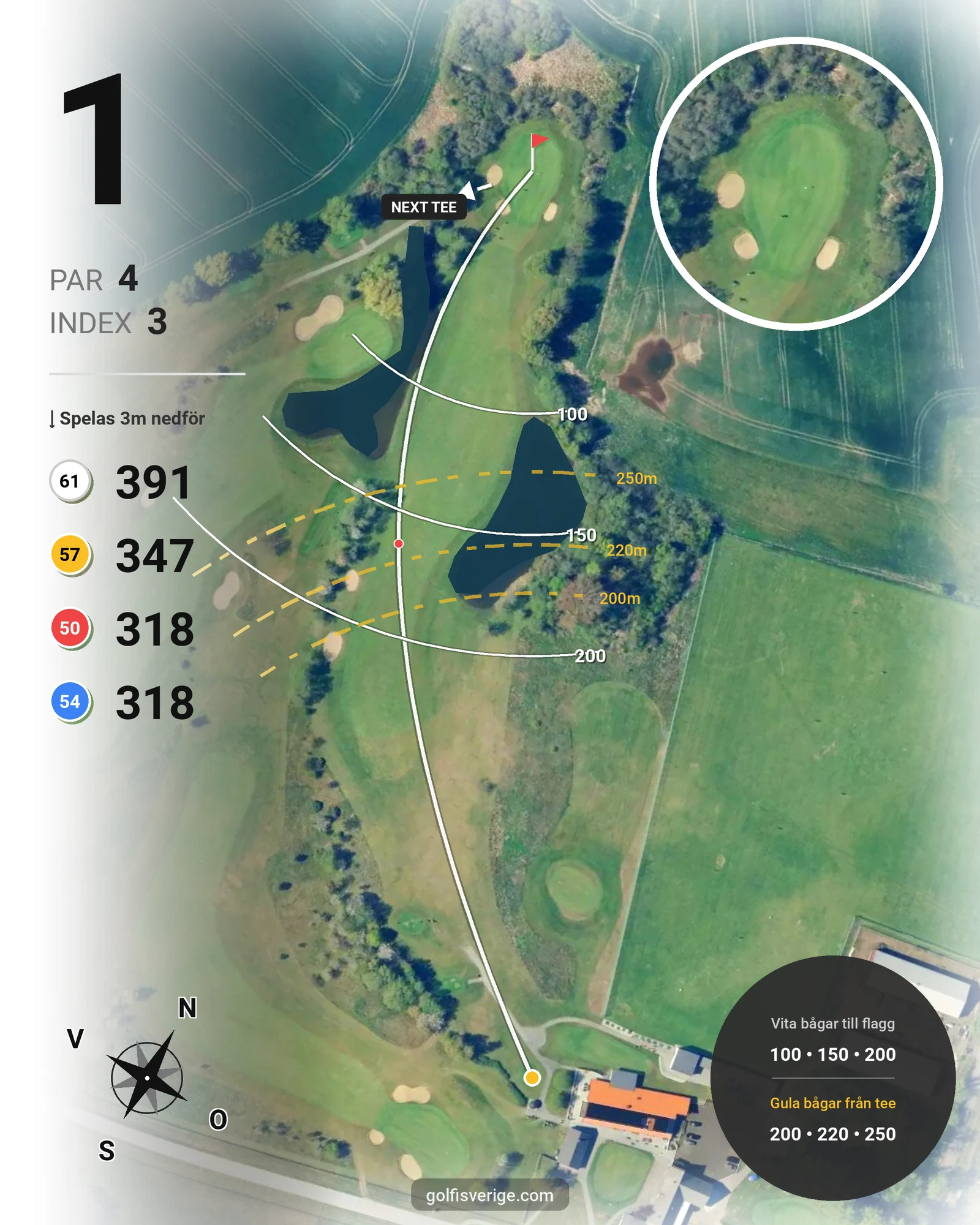 Banguide Vellinge GK på Vellinge Golfklubb - Hål 1 karta
