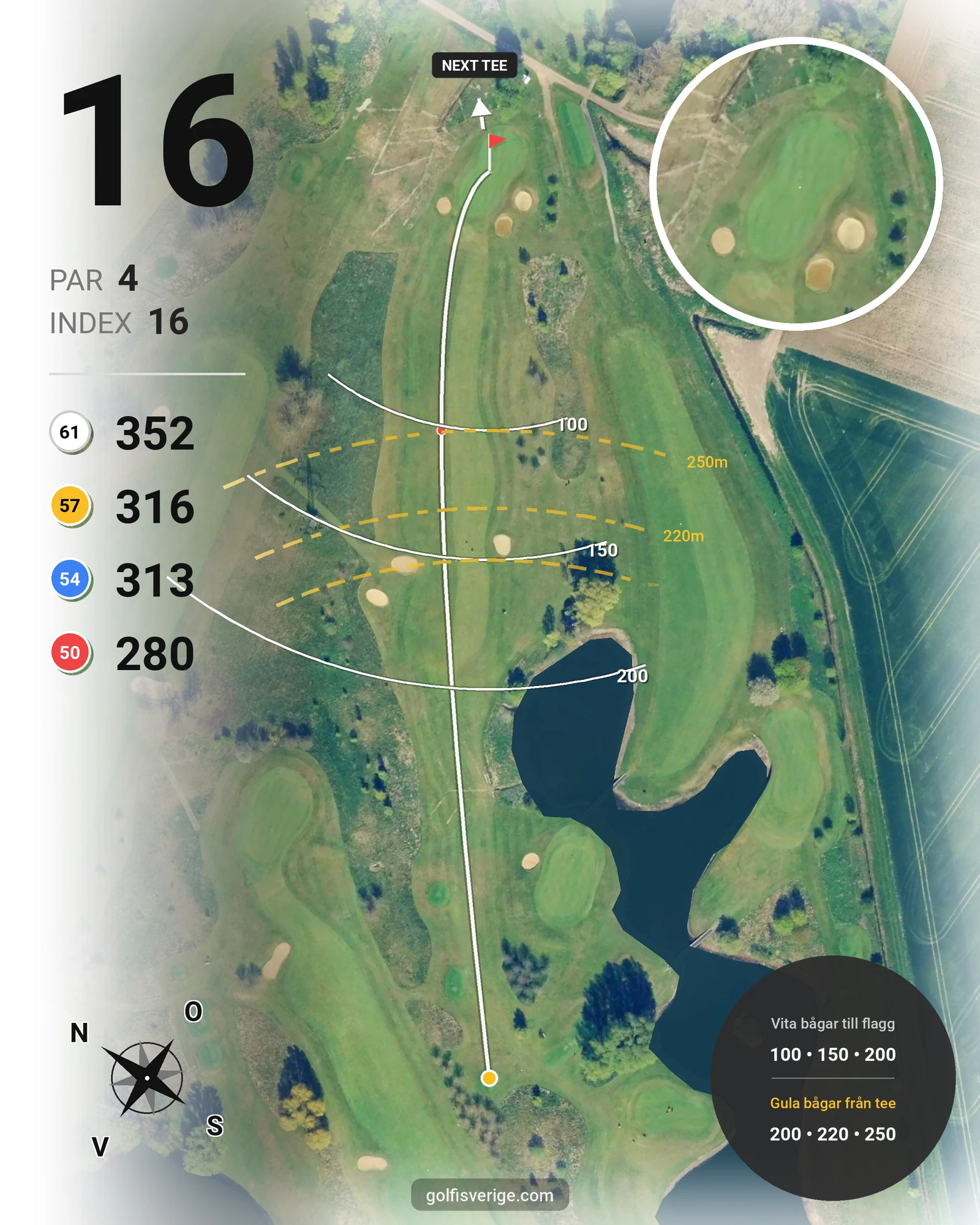 Banguide Vellinge GK på Vellinge Golfklubb - Hål 16 karta