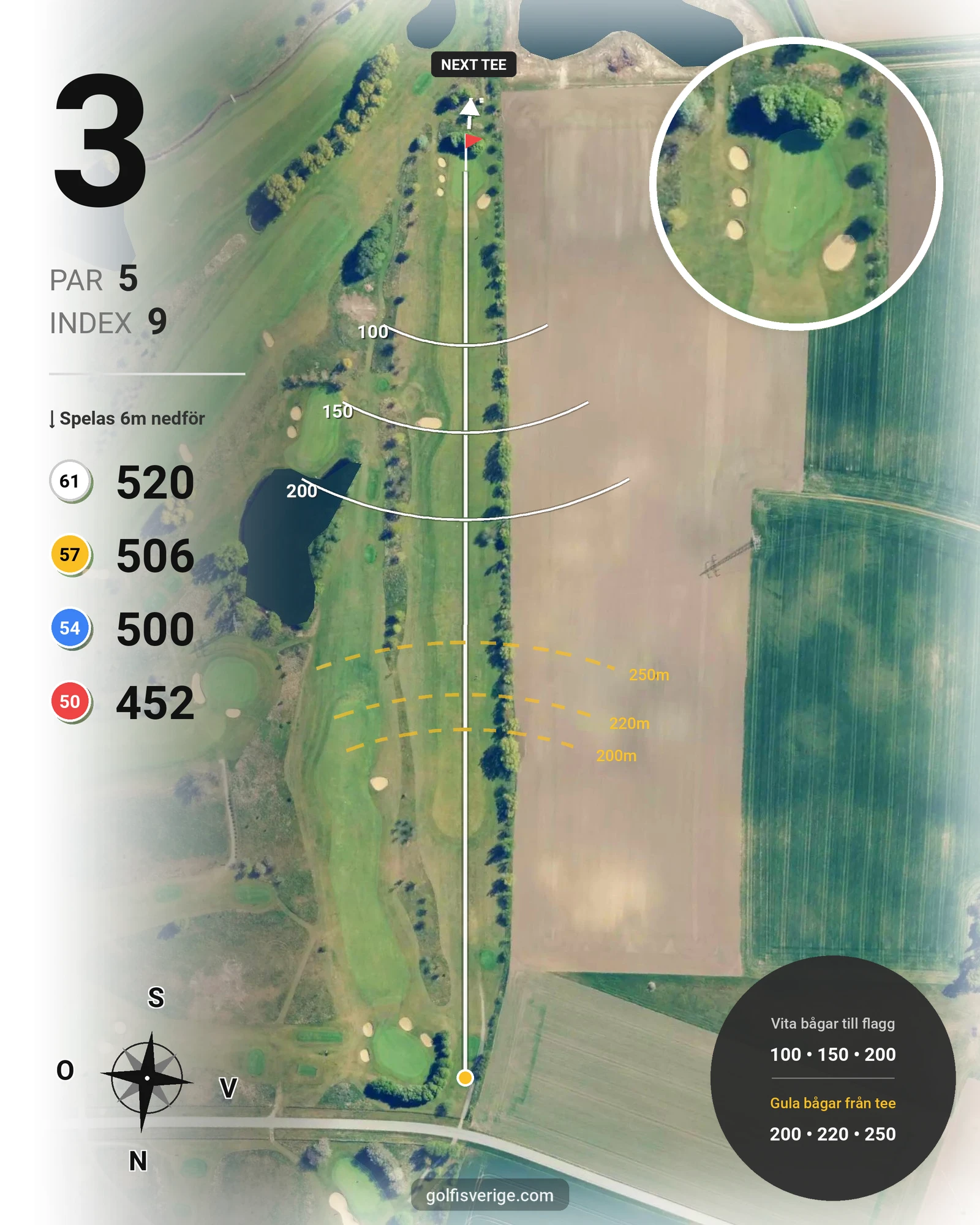 Banguide Vellinge GK på Vellinge Golfklubb - Hål 3 karta