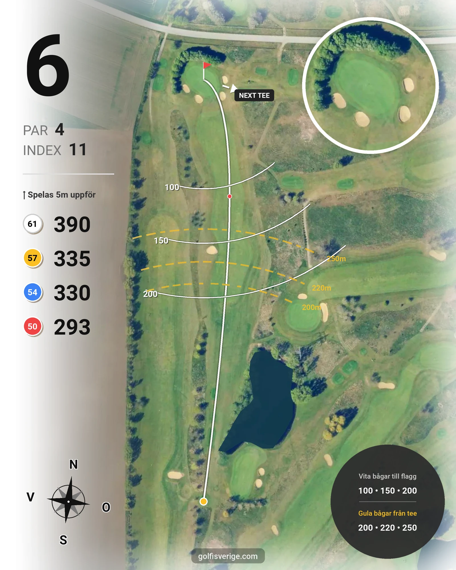 Banguide Vellinge GK på Vellinge Golfklubb - Hål 6 karta