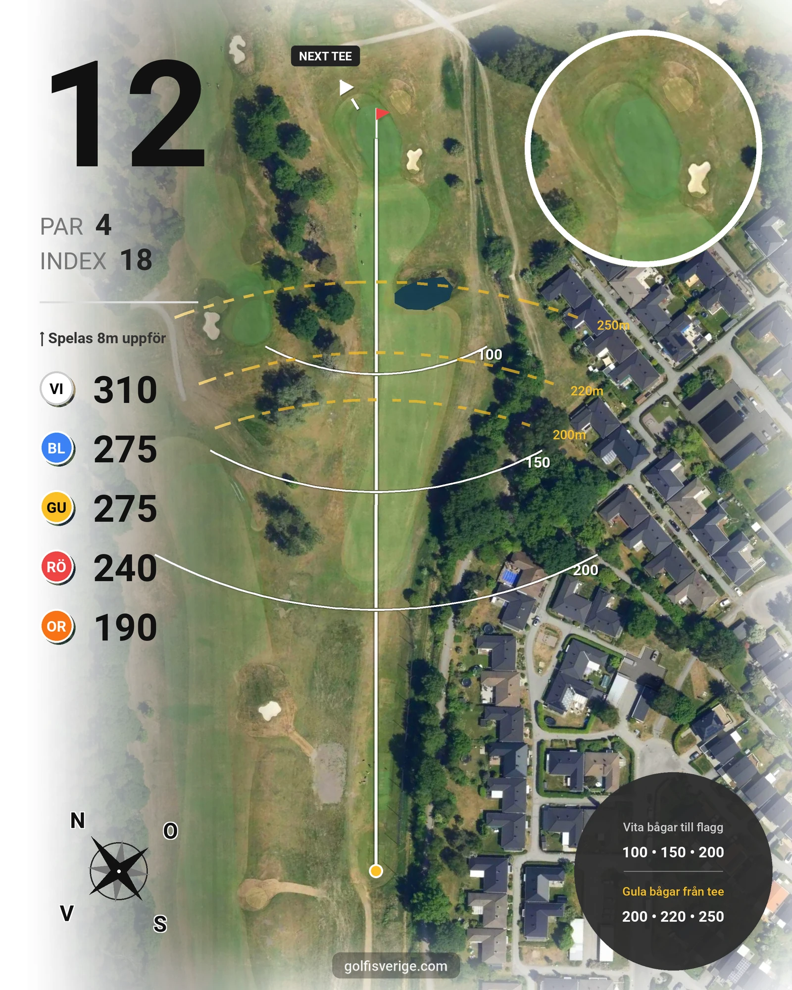 Banguide 18-hålsbanan hål 12 karta
