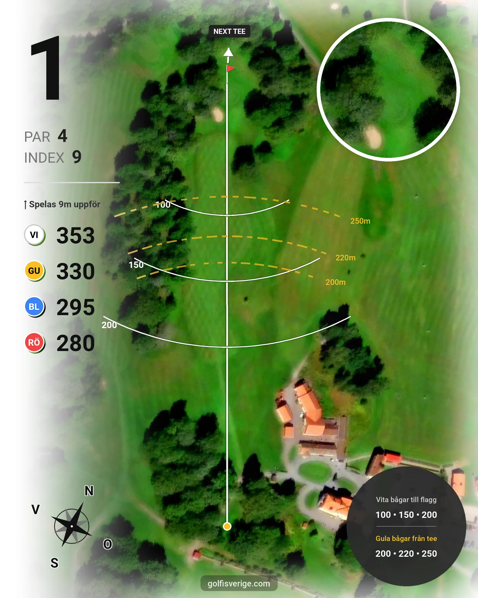 Banguide Villa Baro Golf Åtvidaberg hål 1 karta