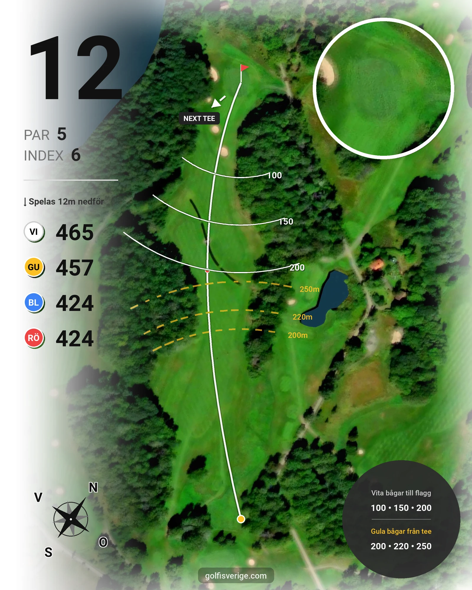 Banguide Villa Baro Golf Åtvidaberg hål 12 karta