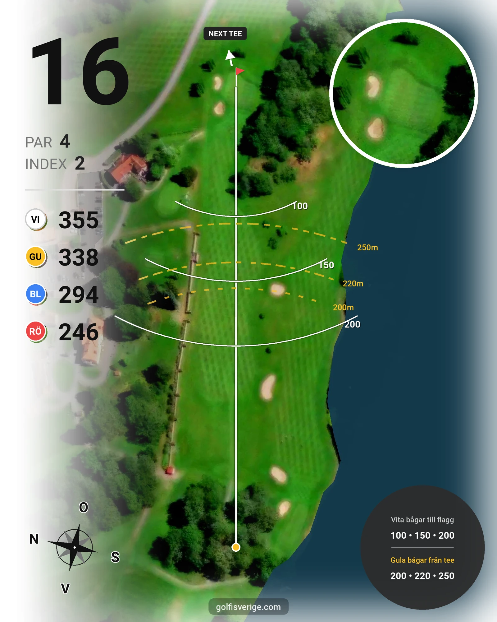 Banguide Villa Baro Golf Åtvidaberg hål 16 karta