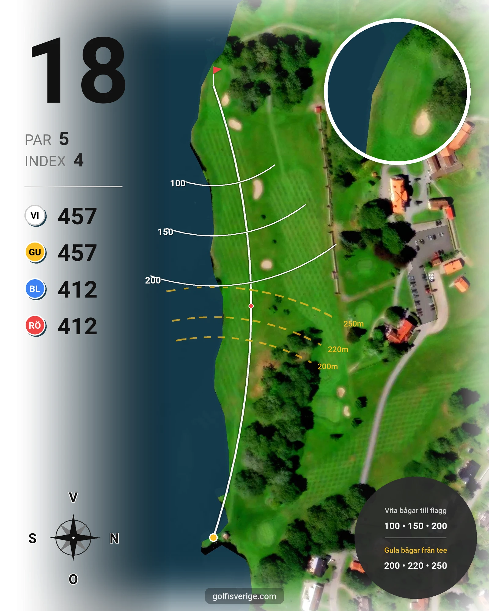 Banguide Villa Baro Golf Åtvidaberg hål 18 karta