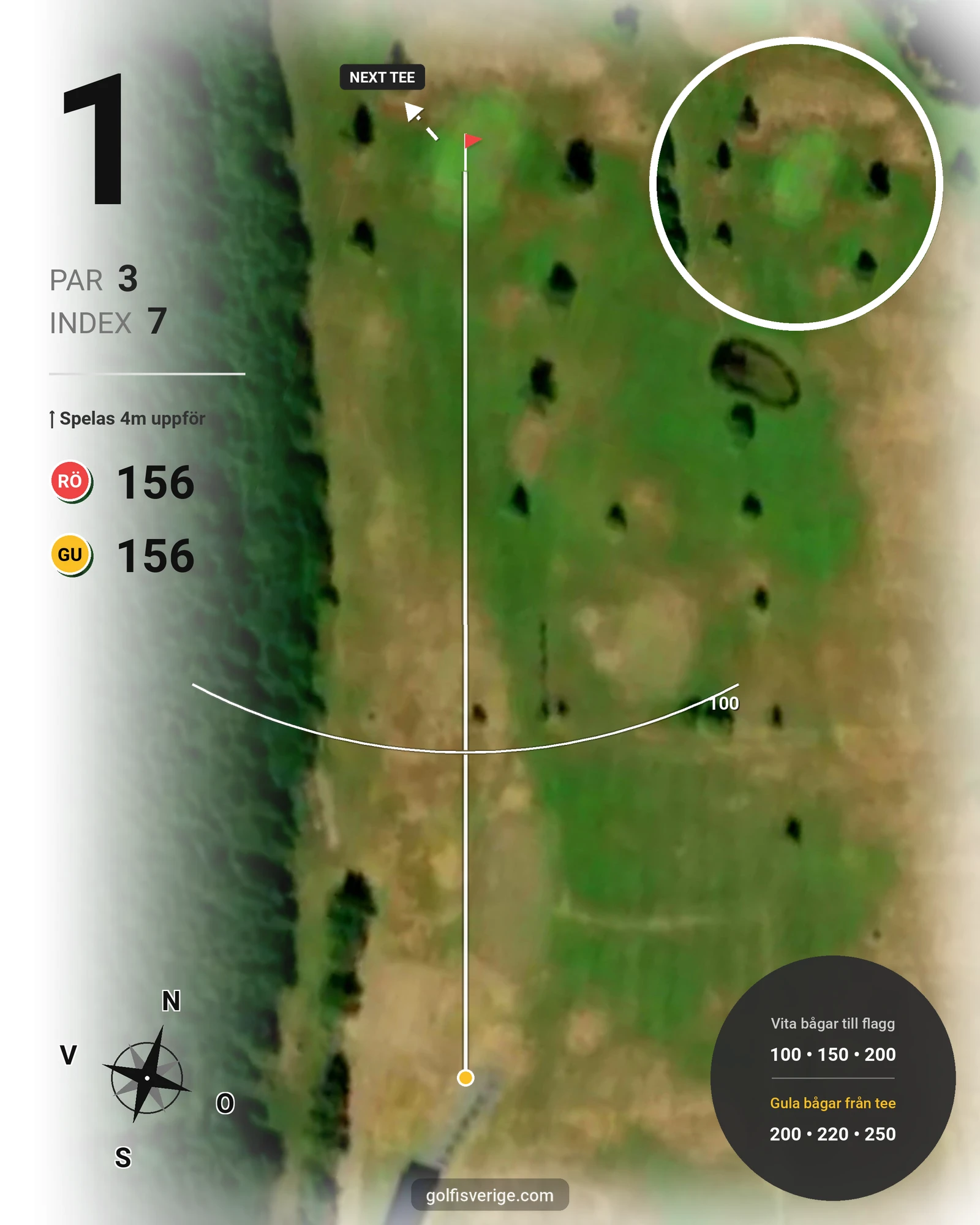 Banguide Vimmerby 9 hålsslingan på Vimmerby Golfklubb - Hål 1 karta