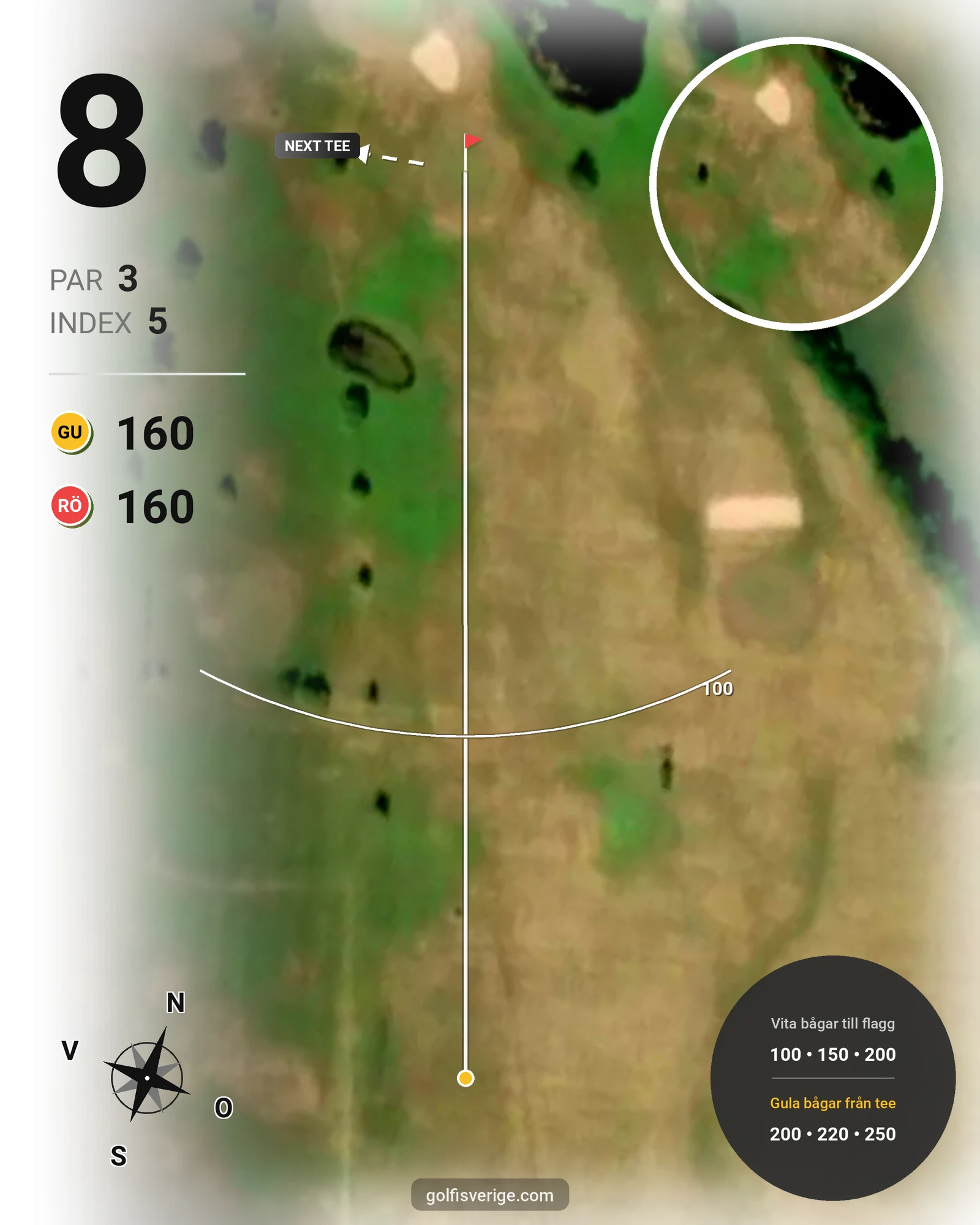 Banguide Vimmerby 9 hålsslingan på Vimmerby Golfklubb - Hål 8 karta