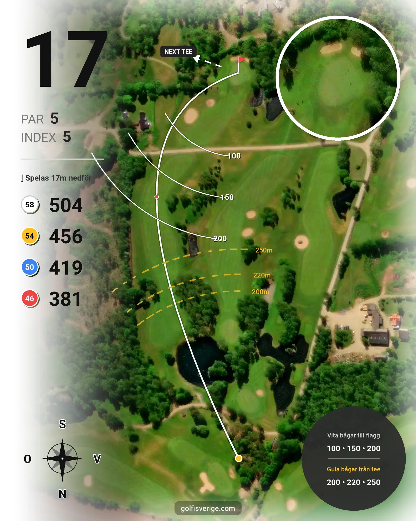 Banguide 18 hålsbanan-Töllstorpslingan på Vinbergs Golfklubb - Hål 17 karta