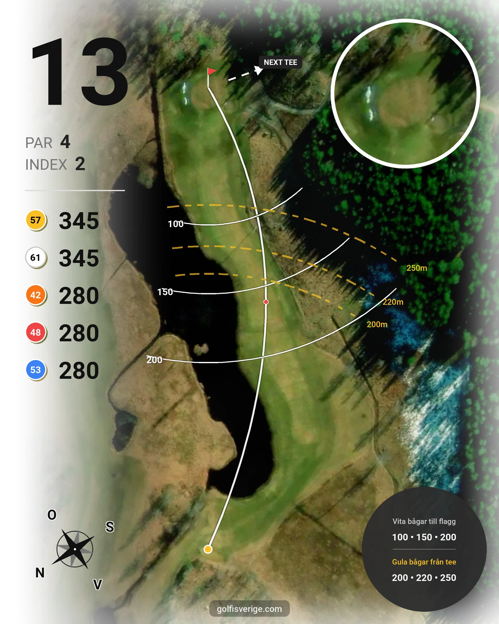 Banguide Vingåkers GK på Vingåkers Golfklubb - Hål 13 karta
