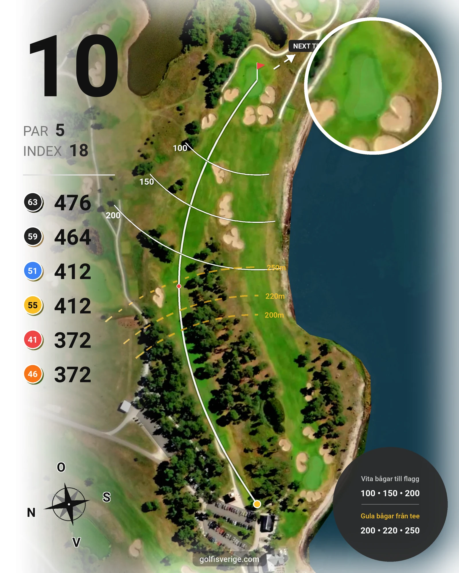 Banguide VGK 18 hålsbanan på Visby Golfklubb - Hål 10 karta