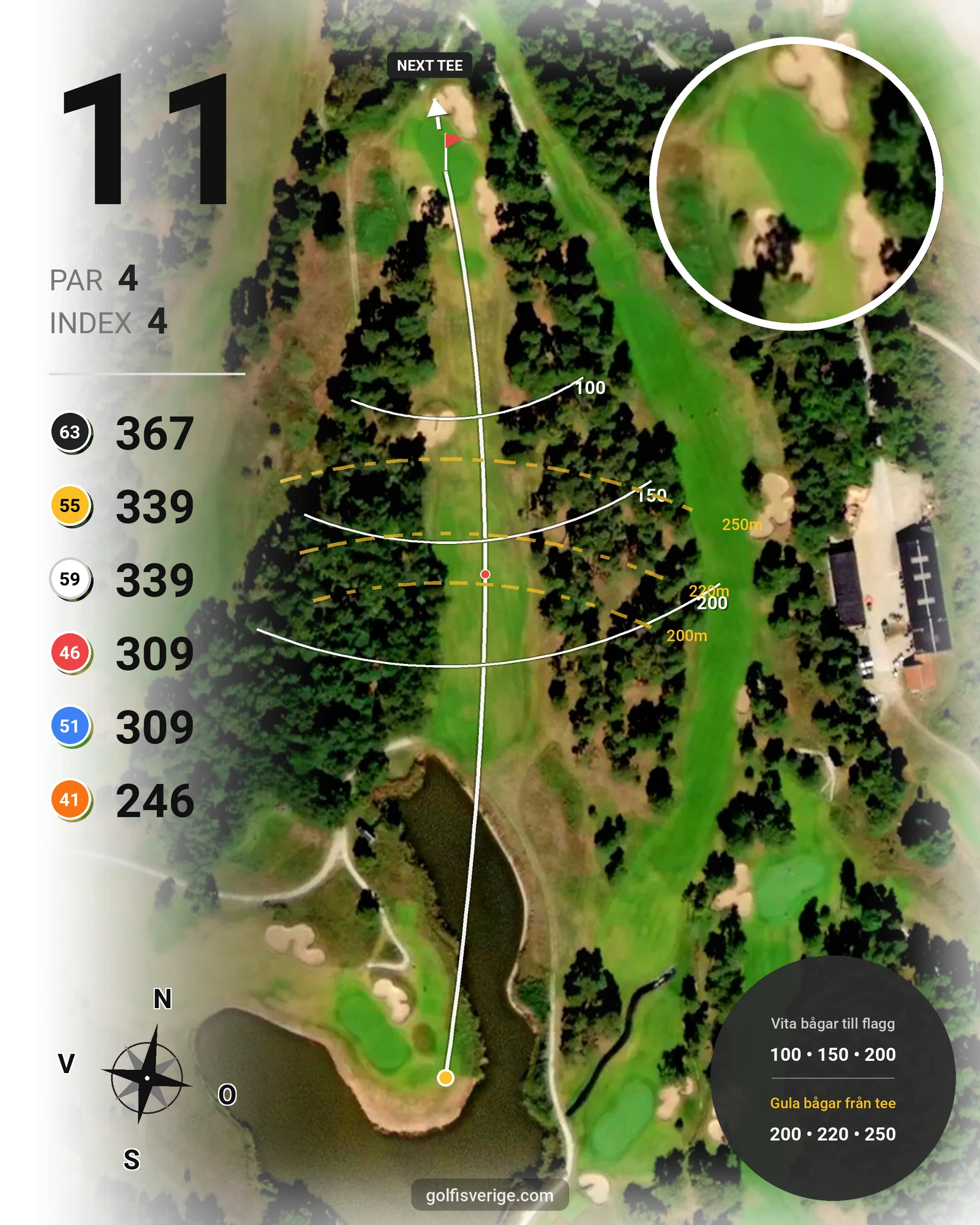 Banguide Hål 19-27 (9 hålsb) på Visby Golfklubb - Hål 11 karta