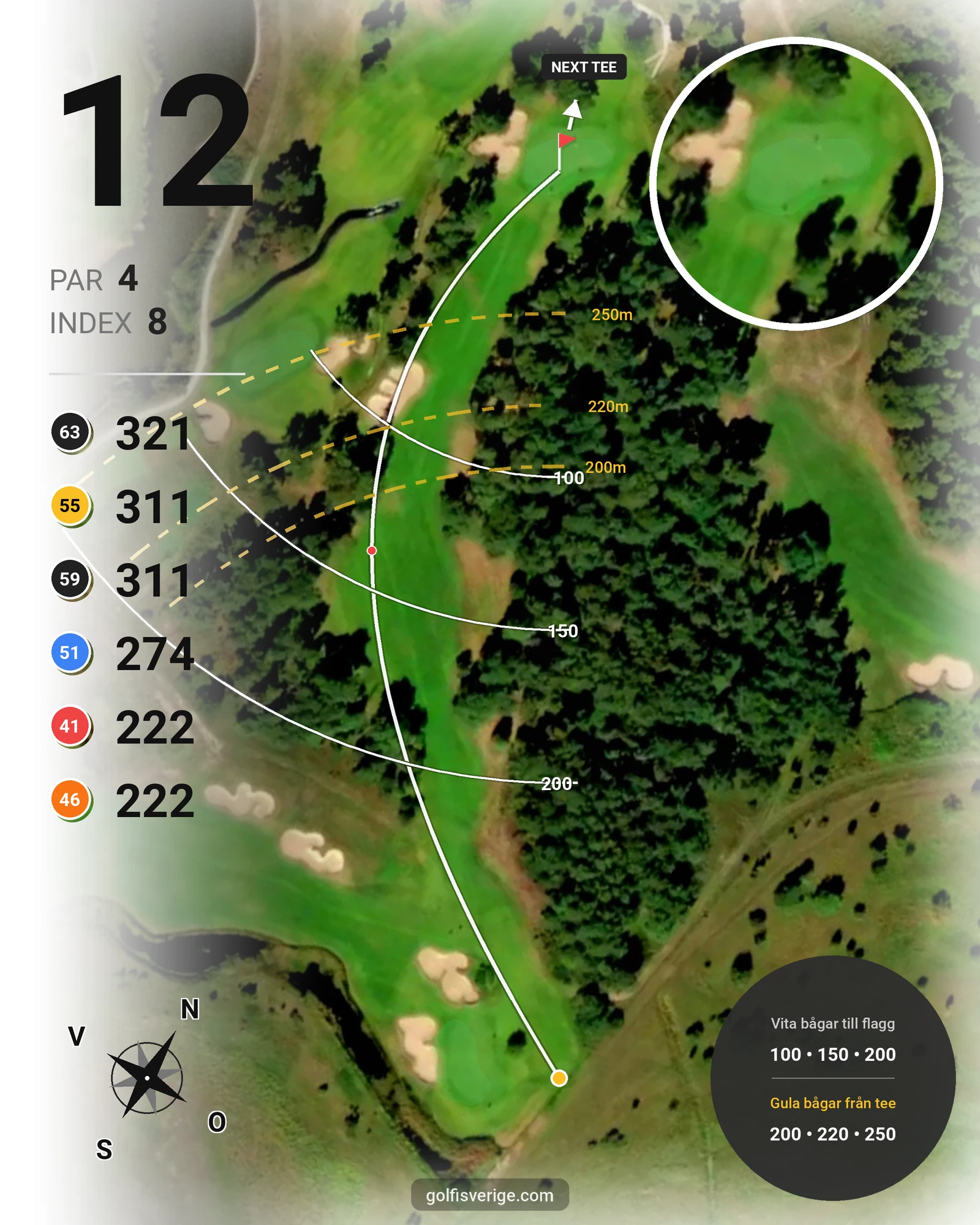 Banguide VGK 18 hålsbanan på Visby Golfklubb - Hål 12 karta
