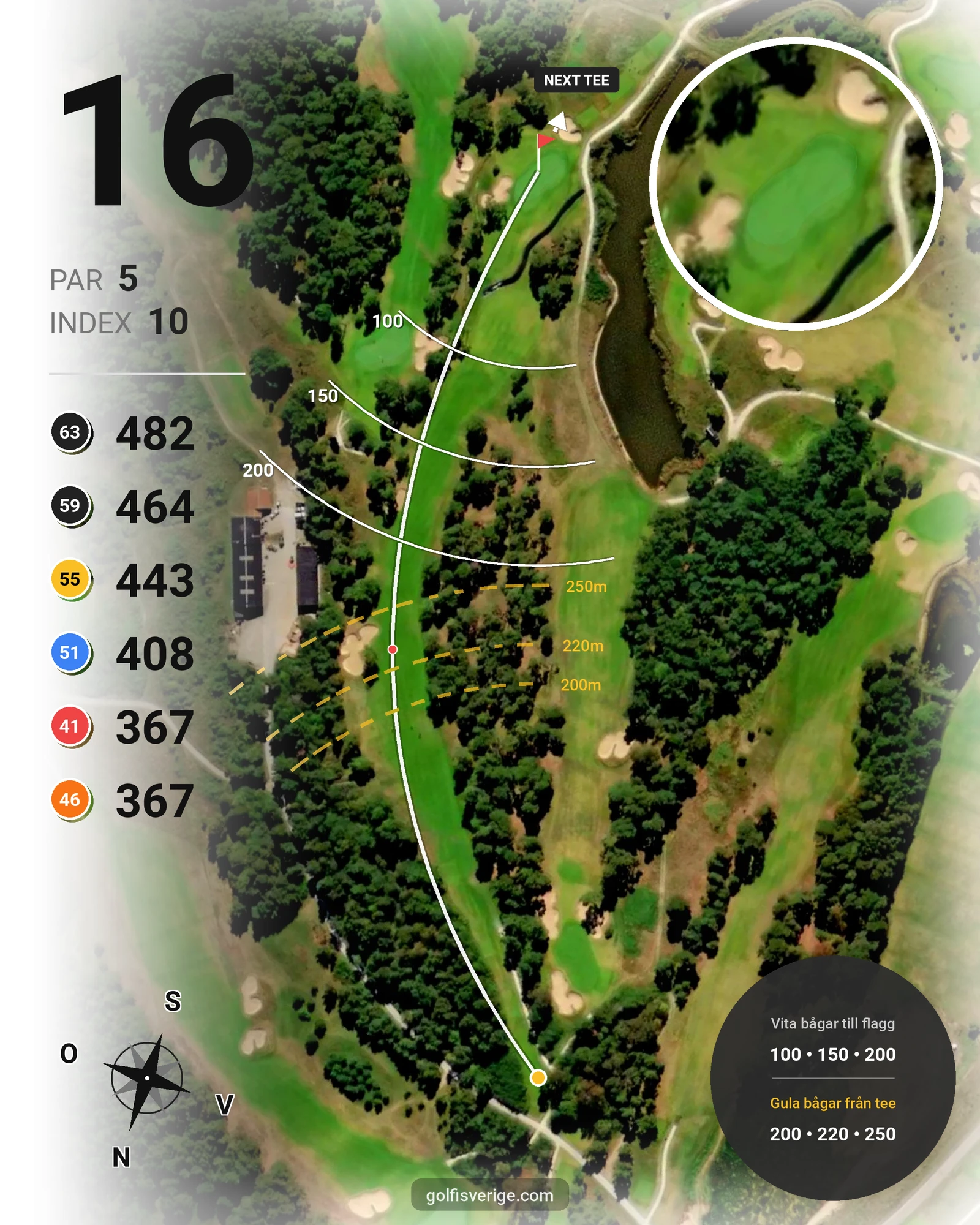 Banguide VGK 18 hålsbanan på Visby Golfklubb - Hål 16 karta