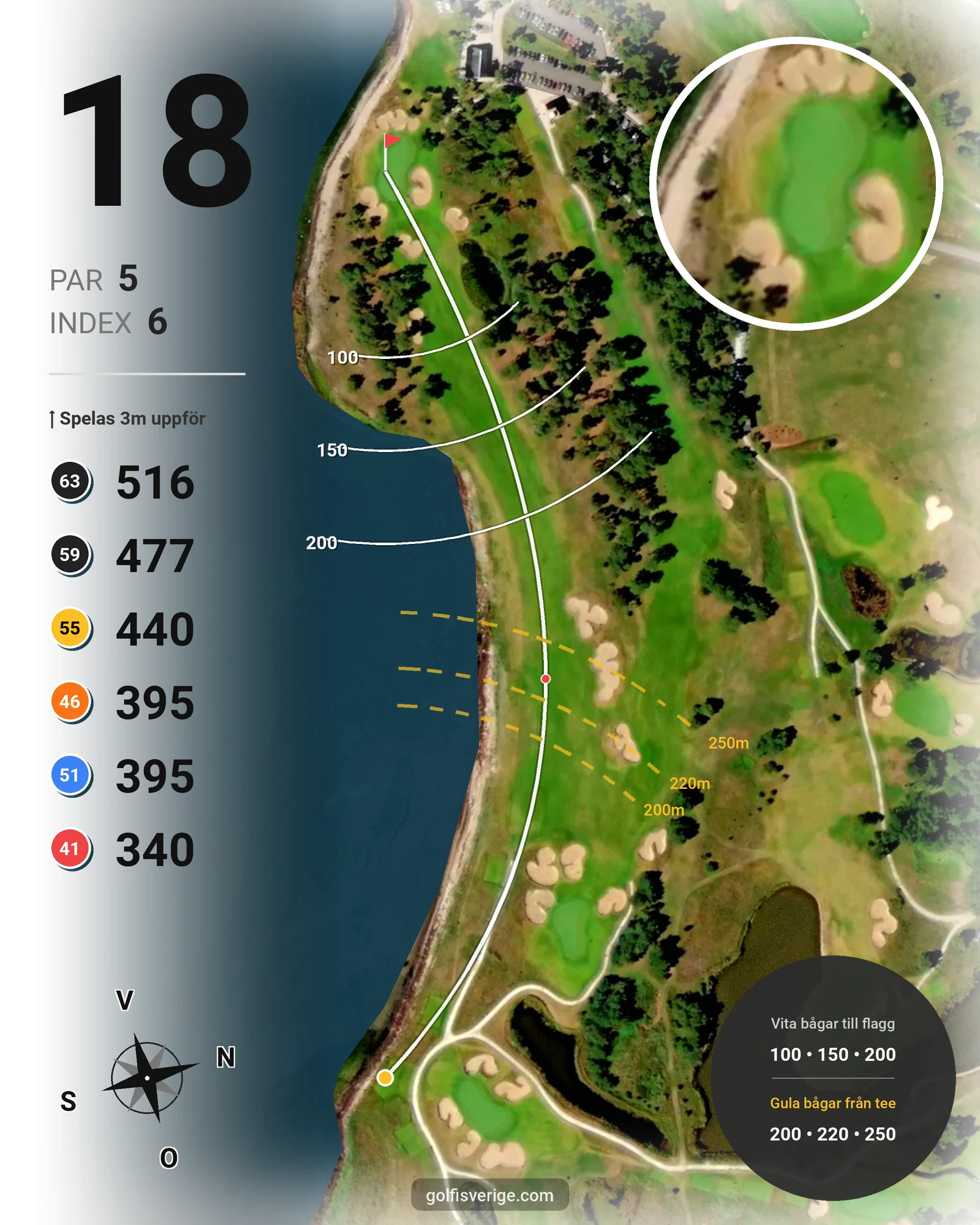 Banguide VGK 18 hålsbanan på Visby Golfklubb - Hål 18 karta