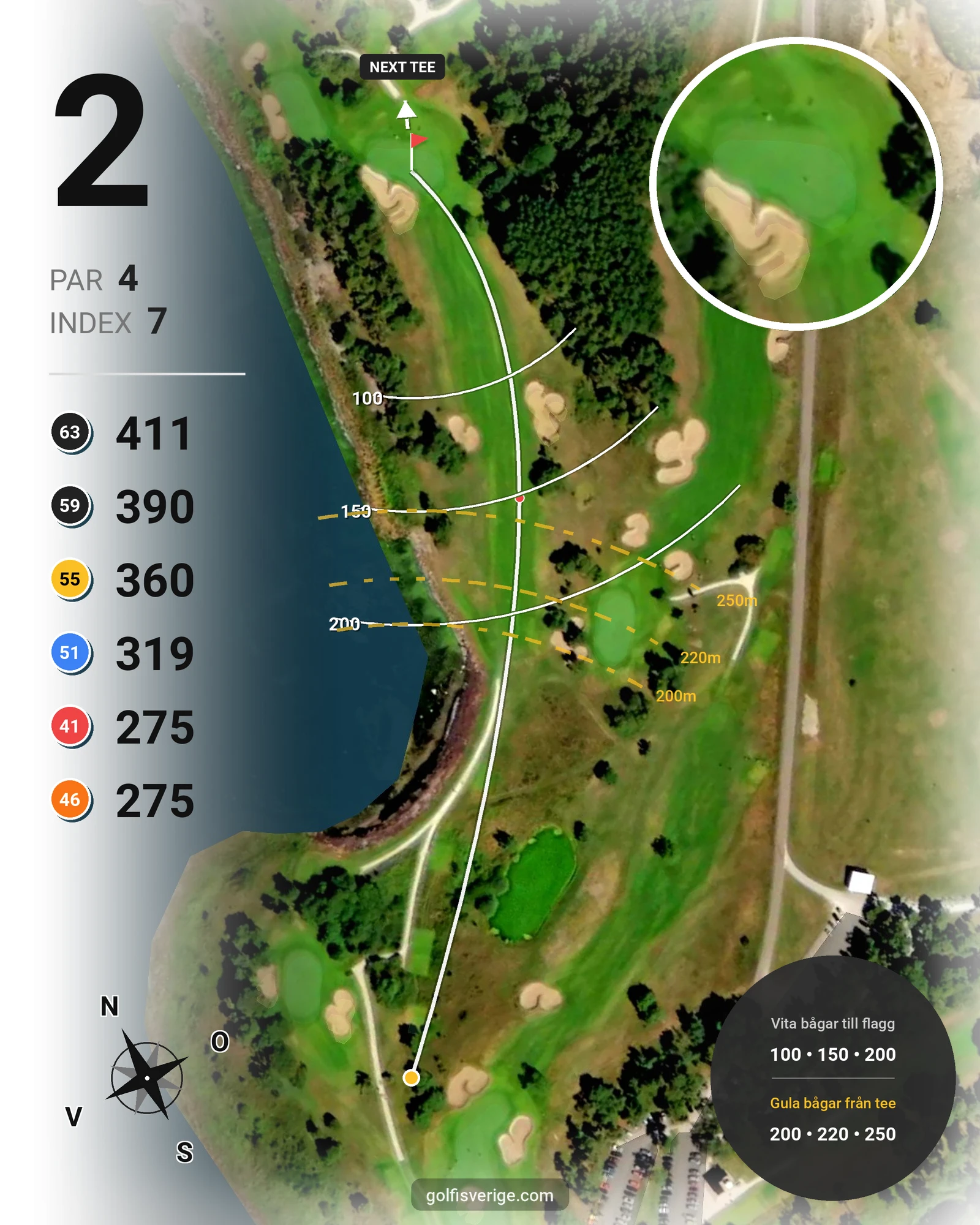 Banguide VGK 18 hålsbanan på Visby Golfklubb - Hål 2 karta