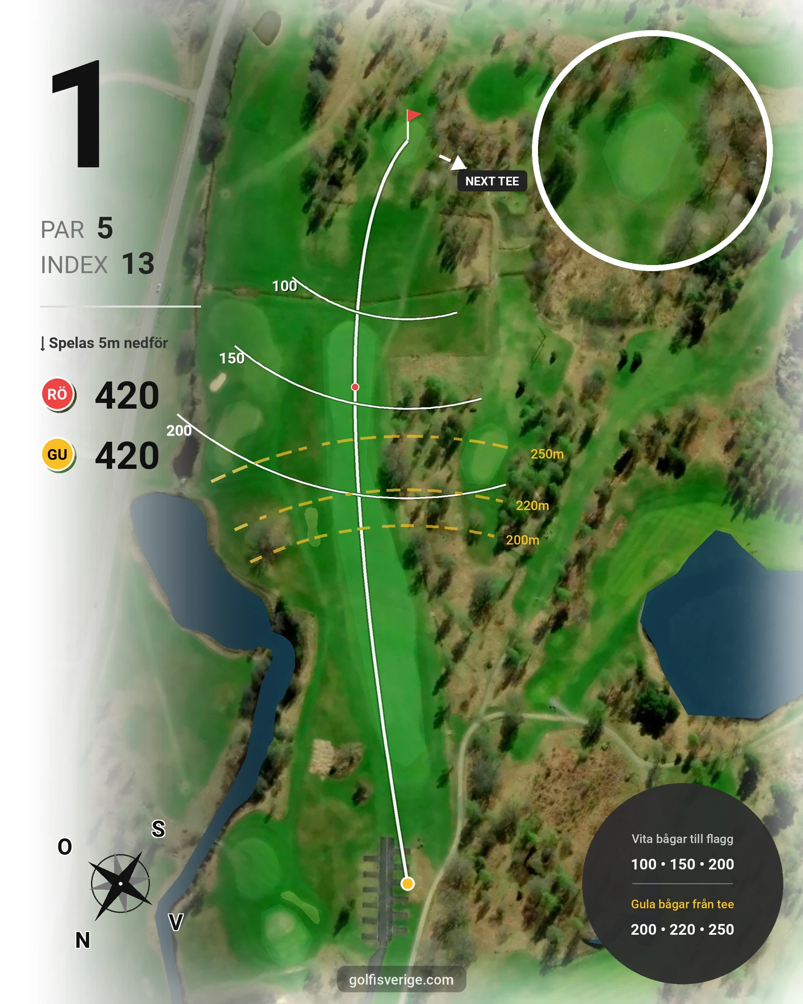 Banguide Pay and play på Vreta Kloster Golfklubb - Hål 1 karta